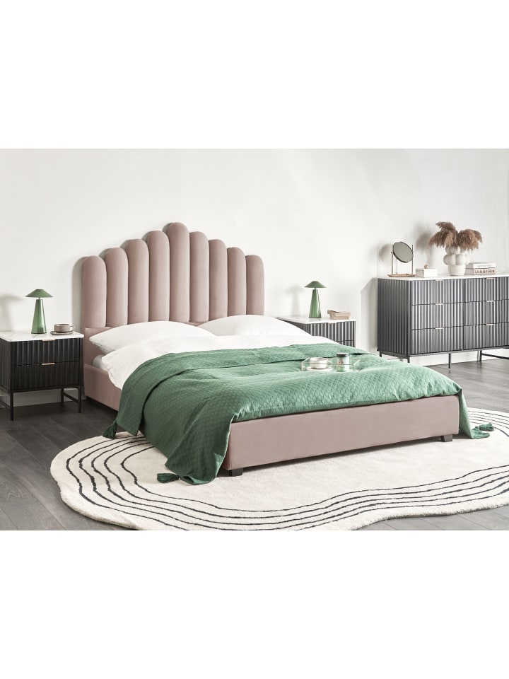 Beliani Doppelbett VINCENNES in Beige/Schwarz - (W) 145 x (H) 124 x (L) 213 cm günstig kaufen onesize