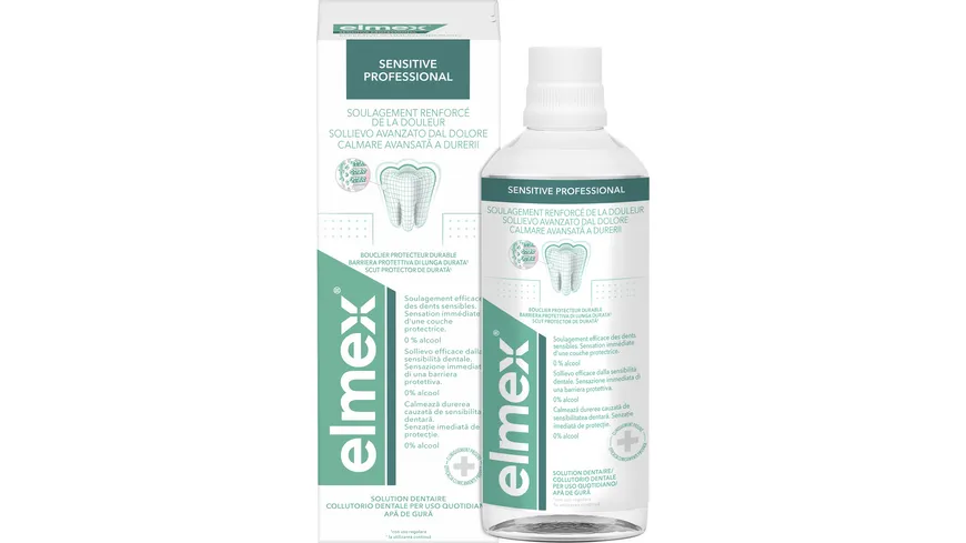 elmex Mundspülung Sensitive Professional – alkoholfreie Mundspülung für effektive Schmerzlinderung empfindlicher Zähne 400 ml