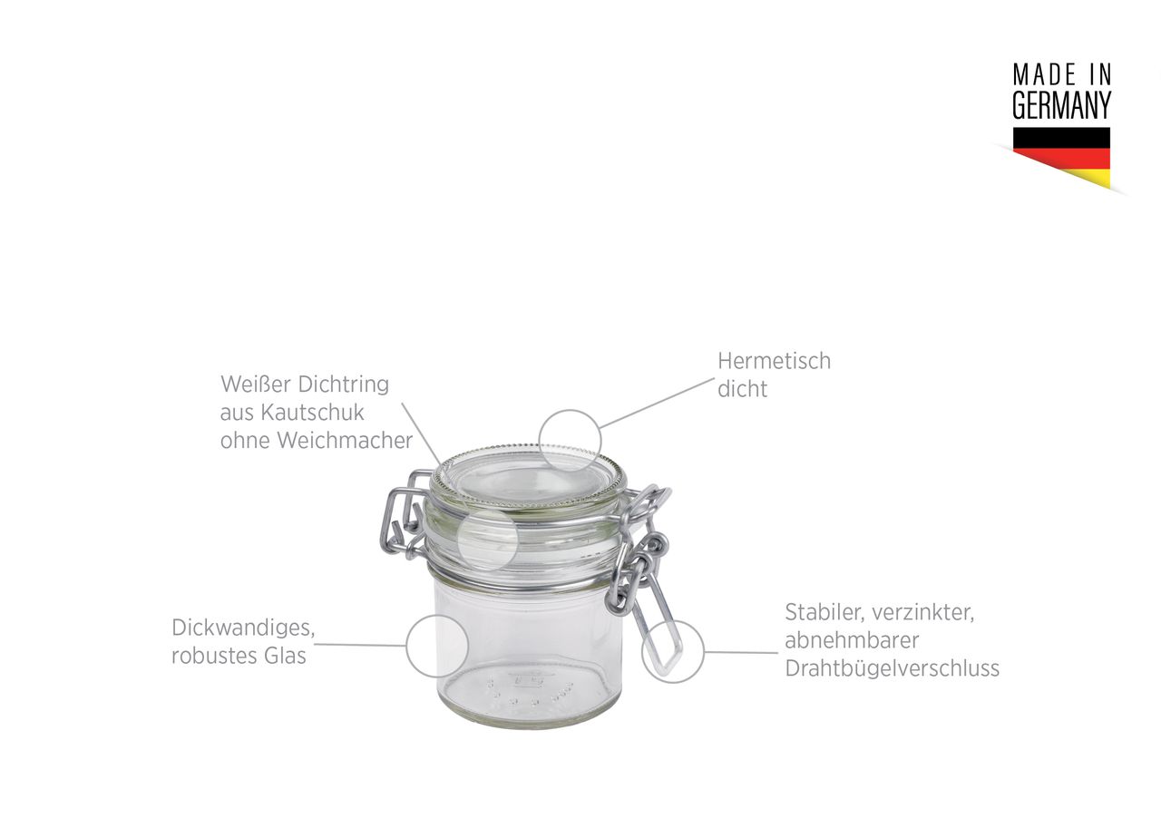 Mäser Serie Gothika, Einmachglas 90 ml, 6er Set