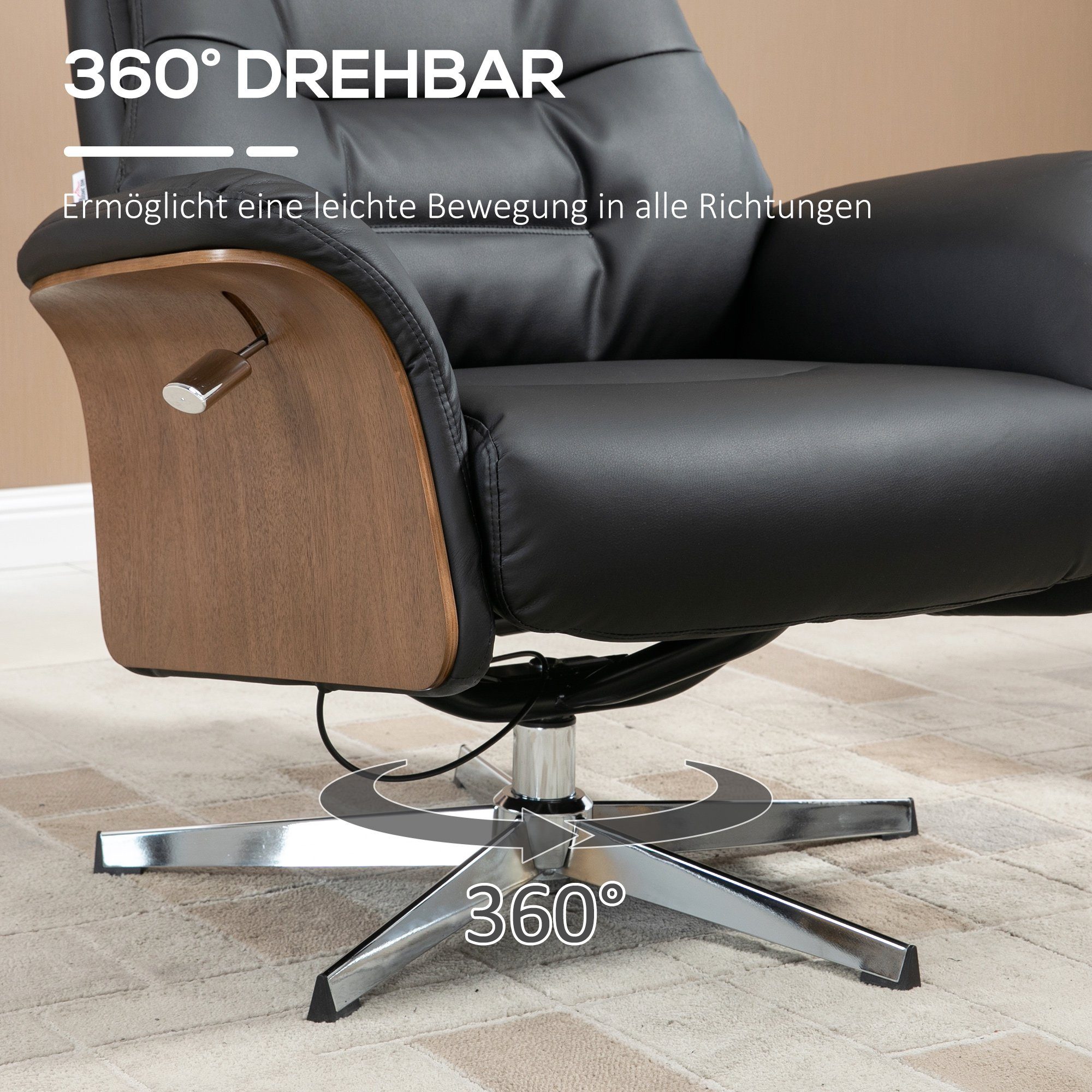 HOMCOM Polsterstuhl Relaxsessel (Liegestuhl mit Fußbank, 2 St), BxLxH: 84x80x108 cm