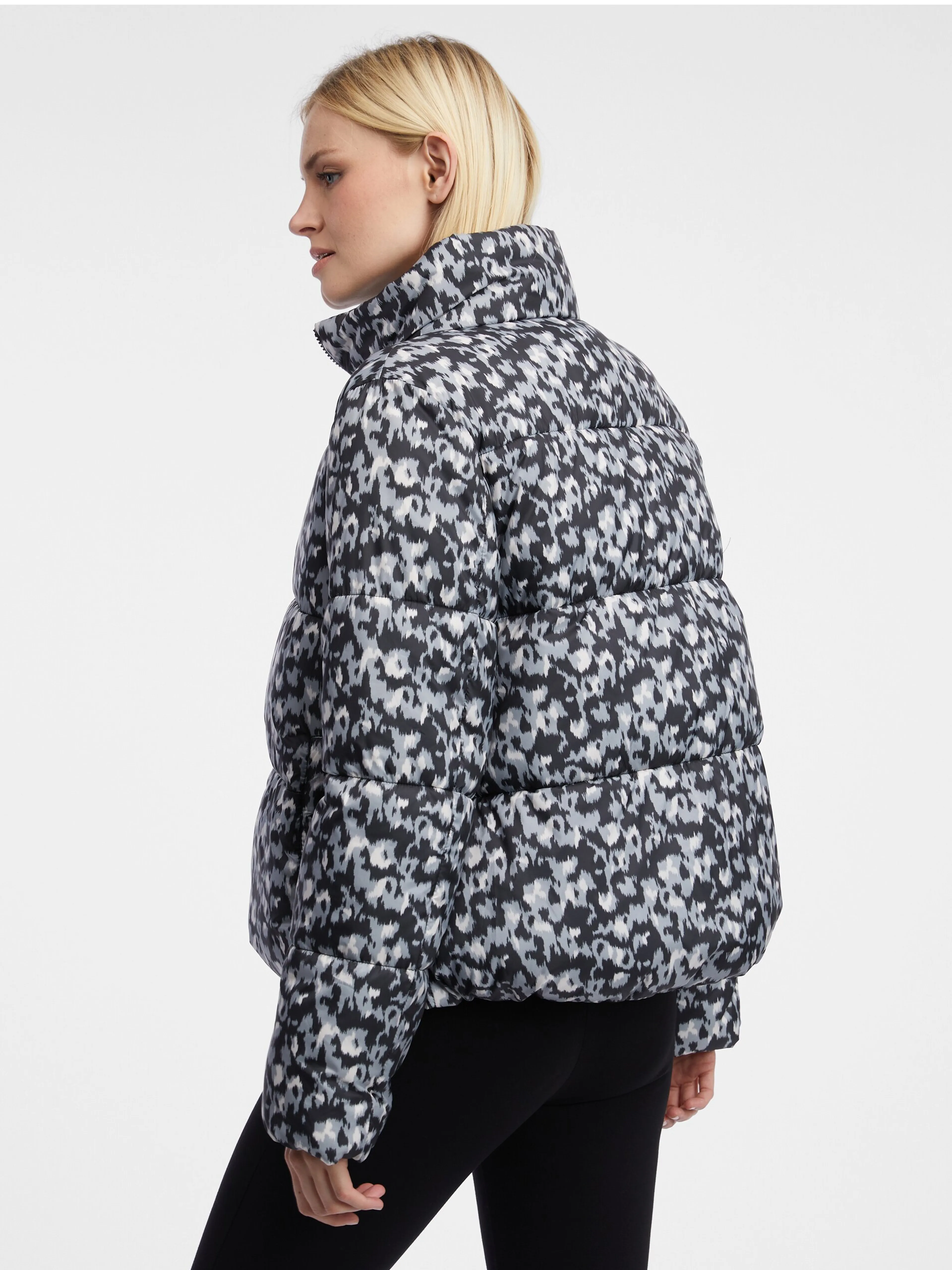 Grau-schwarz gemusterte Damen-Steppjacke ORSAY