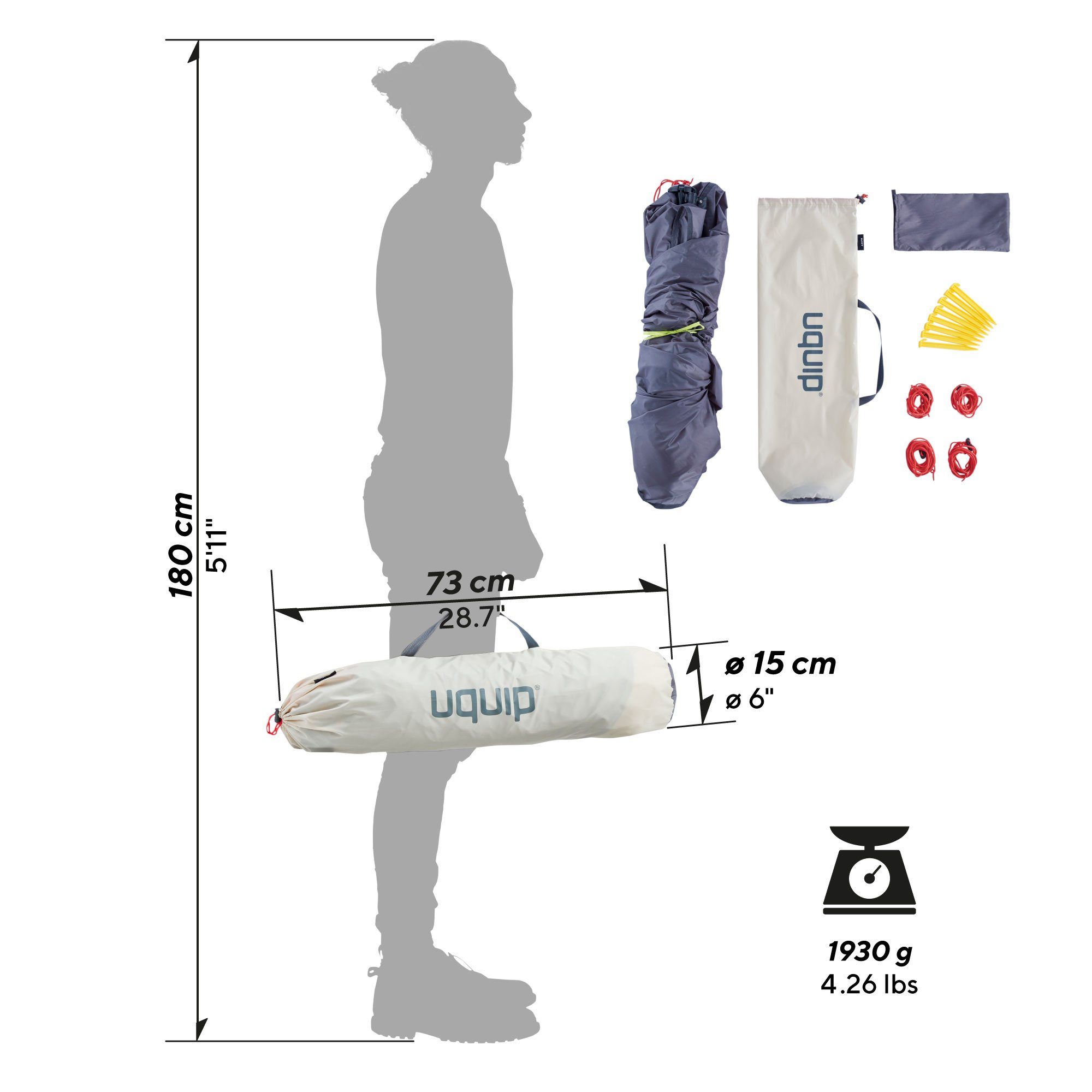 UQUIP Strandmuschel Buzzy Strandzelt mit UV Schutz 50+ Sonnenschutz Windschutz, Personen: 3