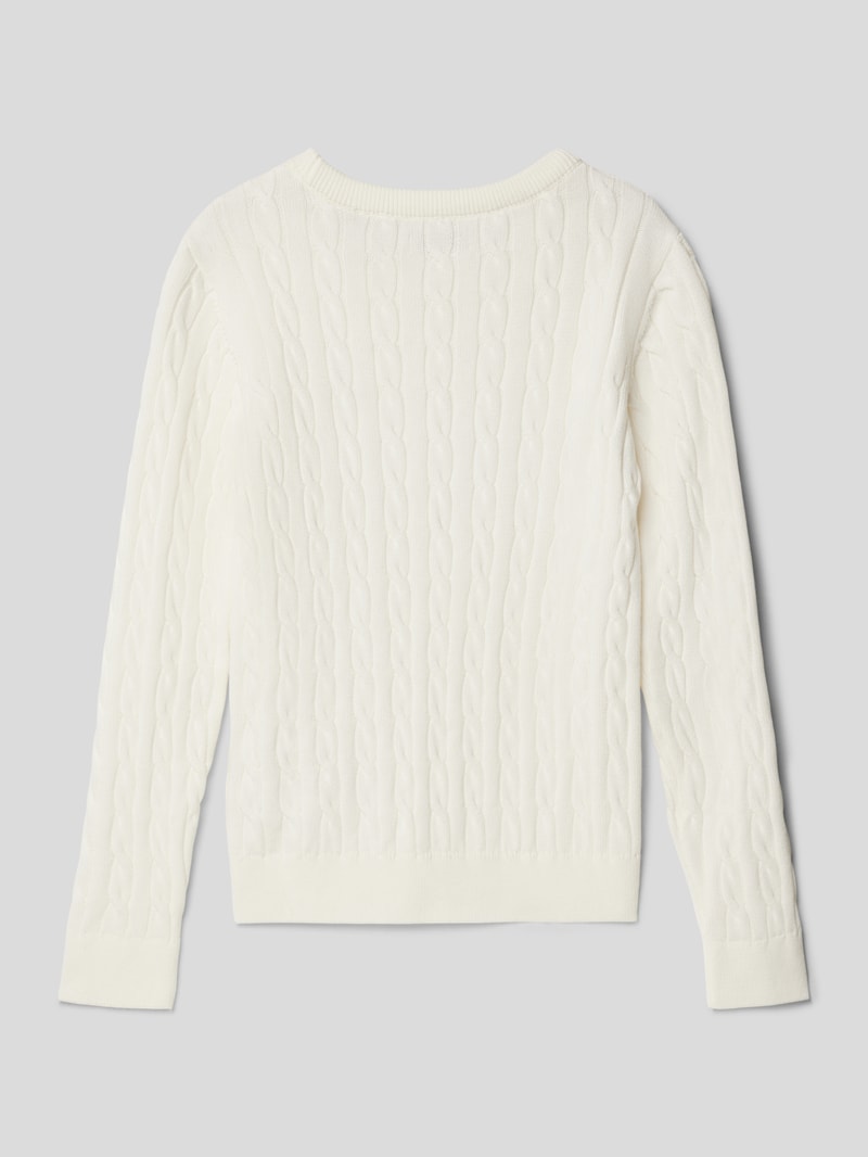Strickpullover mit Zopfmuster Modell 'SHIELD' in offwhite