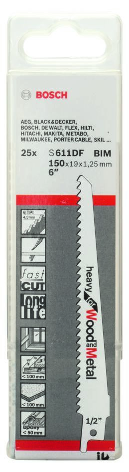 Bosch Blue Accessories 2608657561 S611DF bajonetsavklinge tung til træ og metal 150 mm 25 stk.