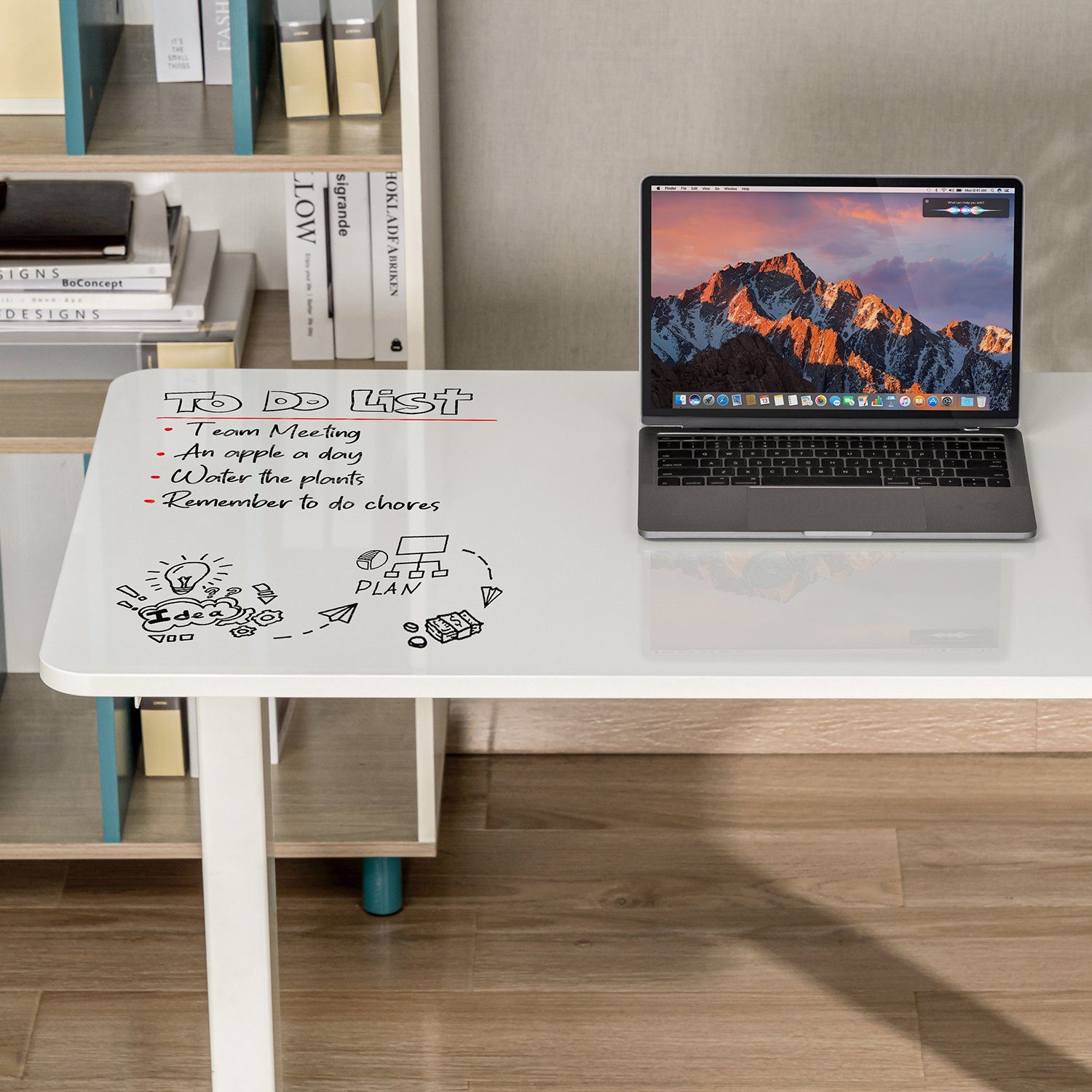 Maclean Schreibtischplatte MC-452, Whiteboard-Schreibtischplatte 120x60 cm