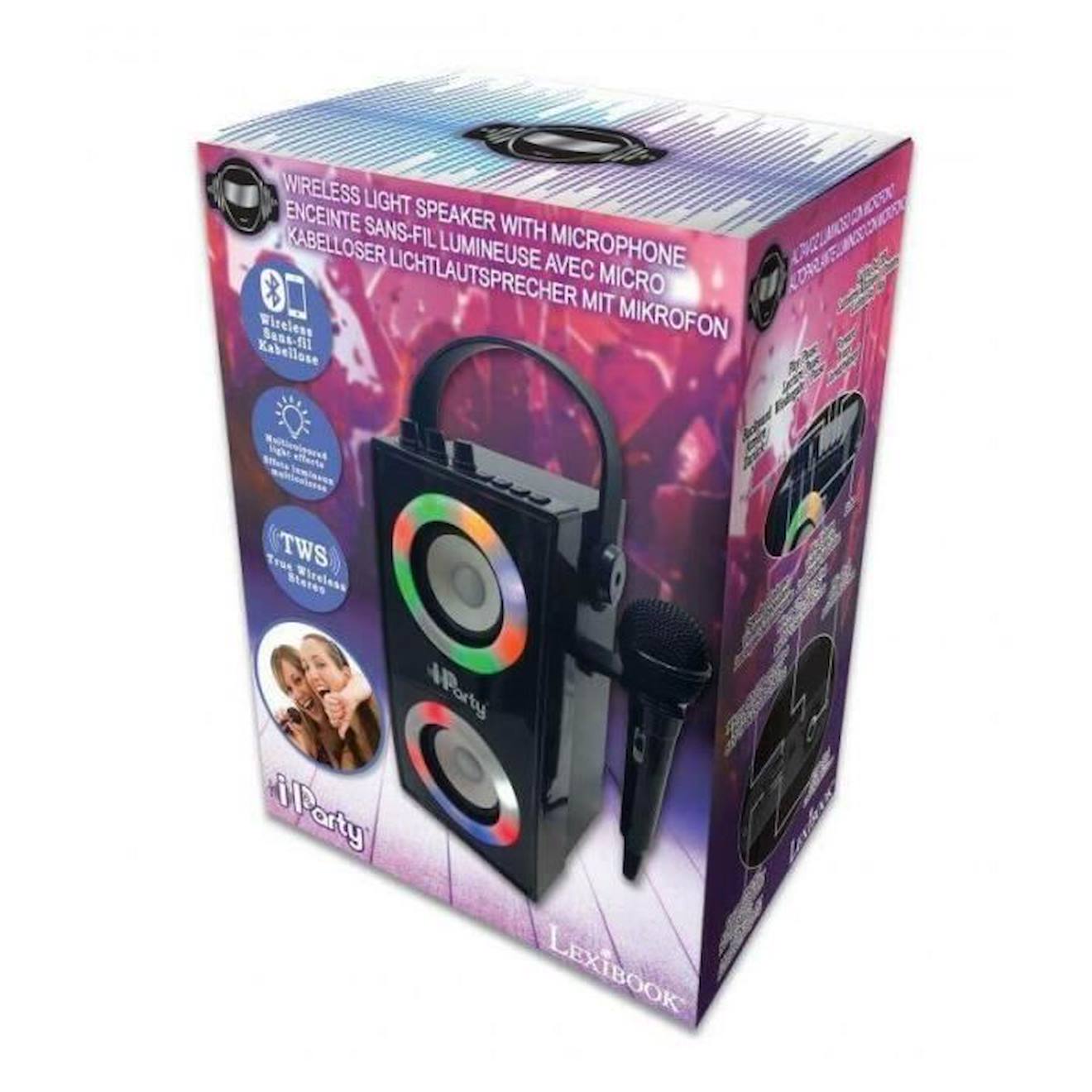 Enceinte Bluetooth® portable avec micro et effets lumineux noir