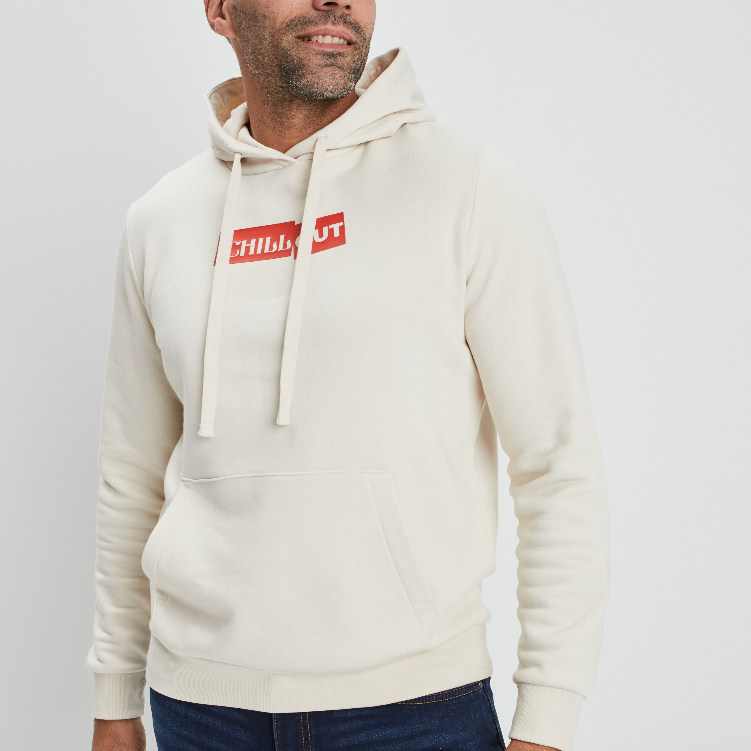 Sweat à capuche hoodie blanc homme | La Halle