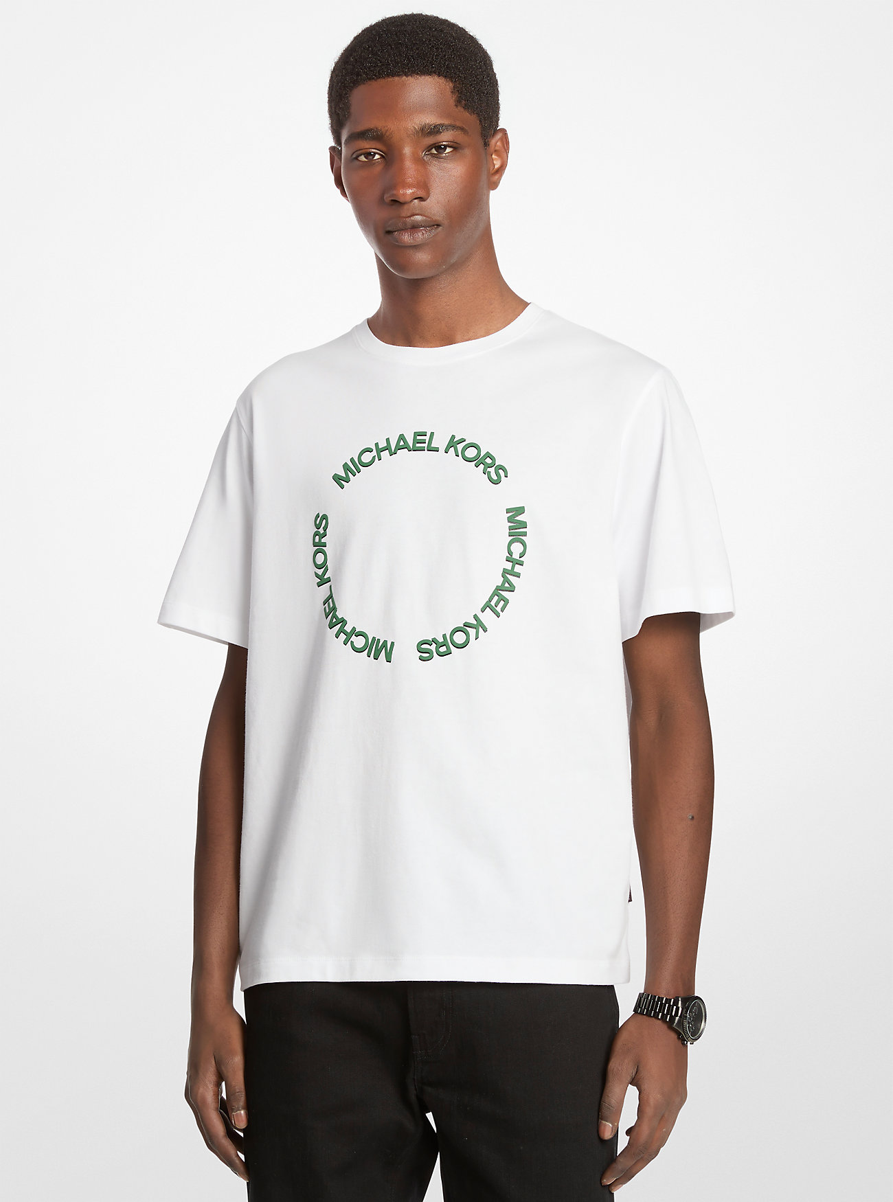 Embroidered Logo Cotton T-Shirt - WHITE