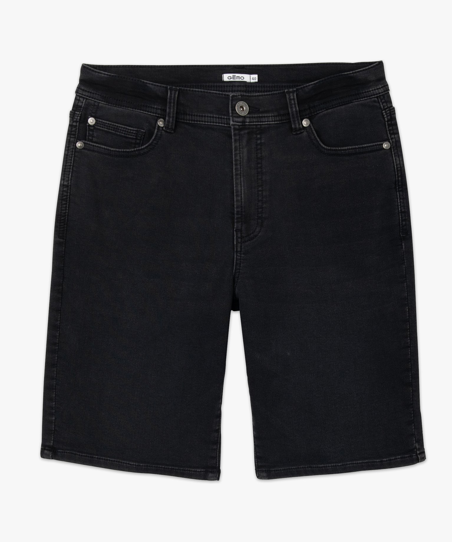 Bermuda en jean homme extensible coupe droite noir | GEMO