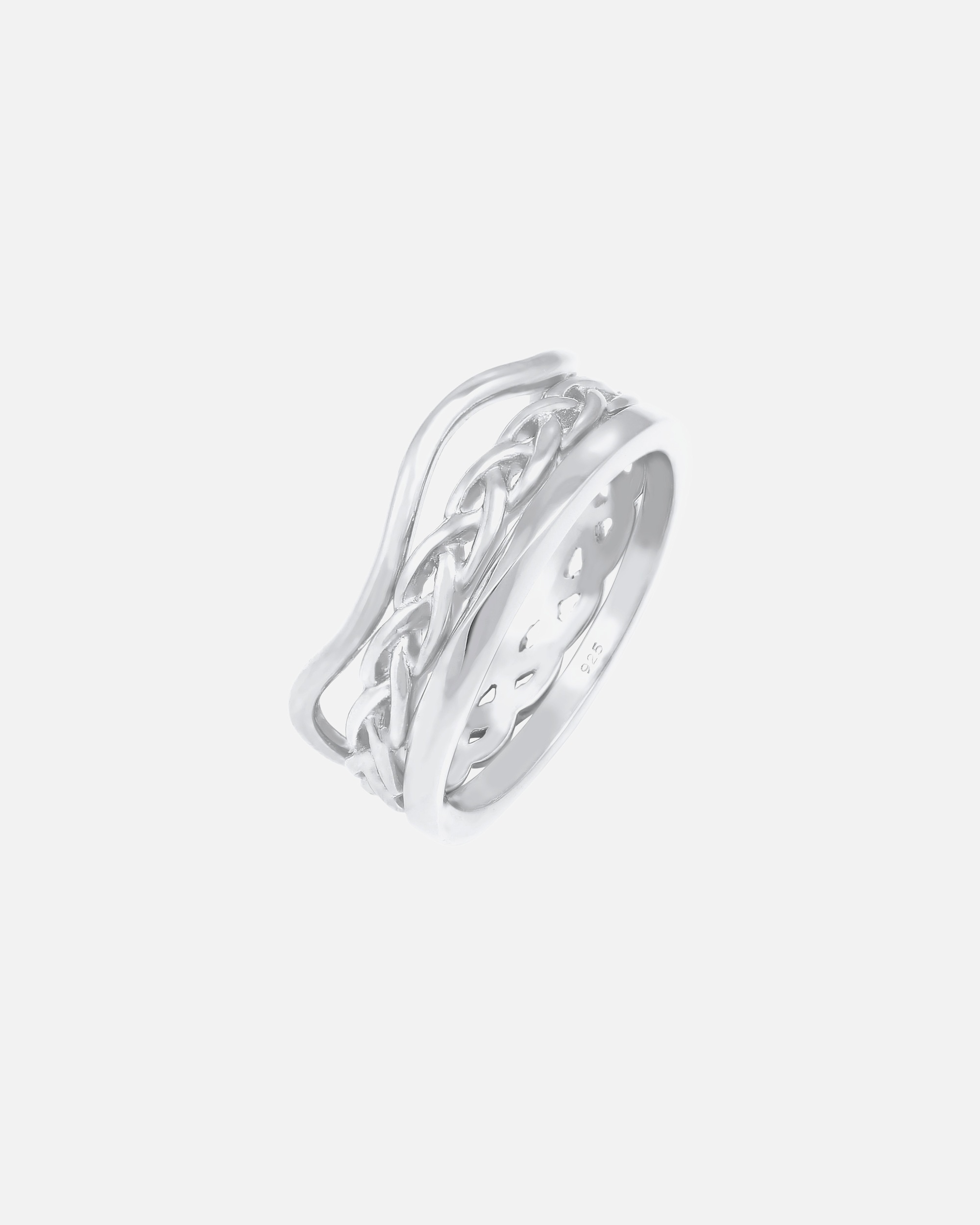 Anillo minimalista para mujer Elli Ensemble Wave Braided - Plata (925/1000)