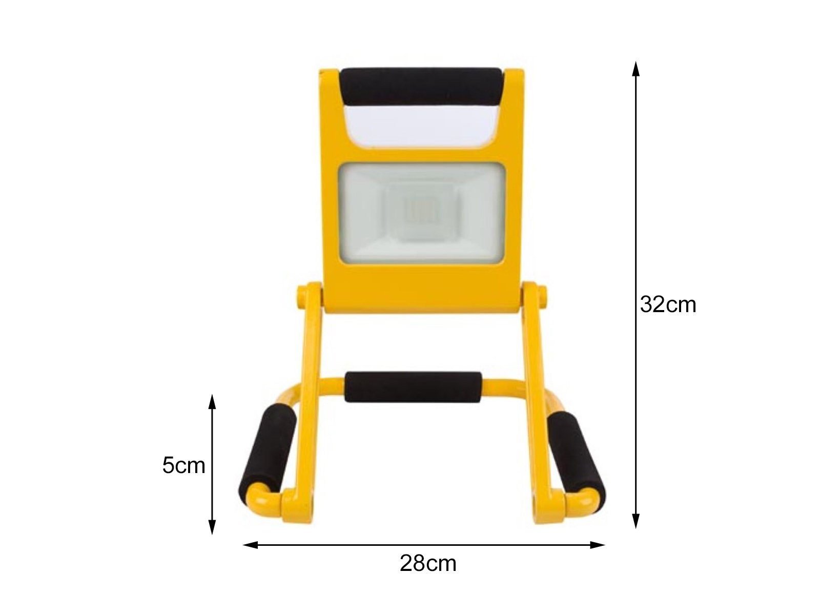 PEREL Baustrahler, LED fest integriert, Neutralweiß, Akku LED Arbeits Bau-Leuchte Werkstatt-Lampe, Handlampe IP 44, 10 Watt