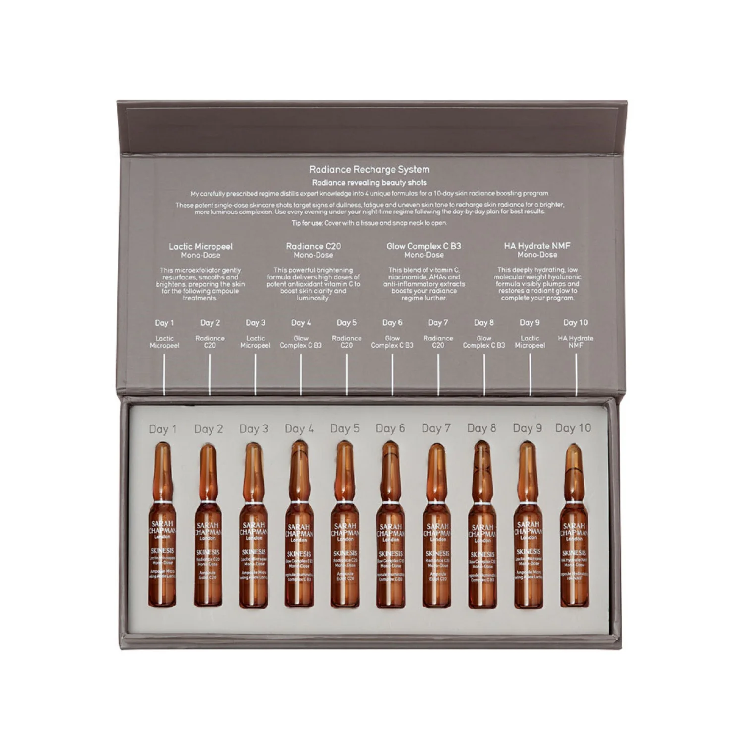 Serummer og boostere Skinesis Radiance Recharge System - Lysnende ansigtsflasker