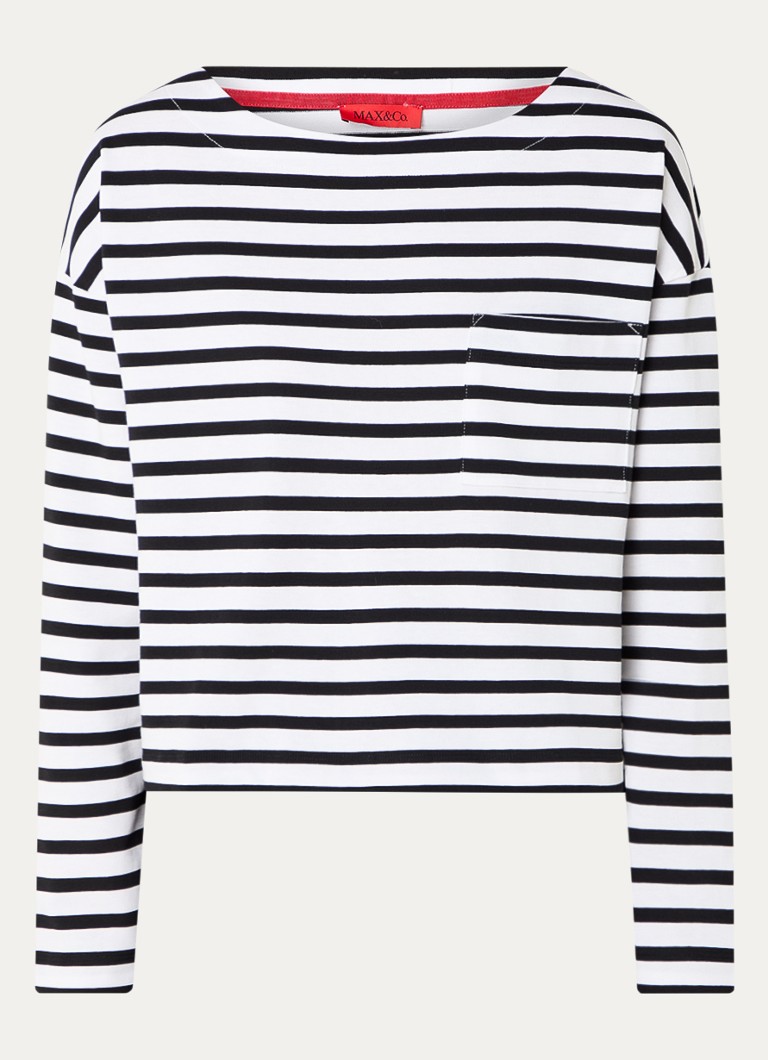 Camicia a maniche lunghe a righe con taschino sul petto di Max & Co Donna.