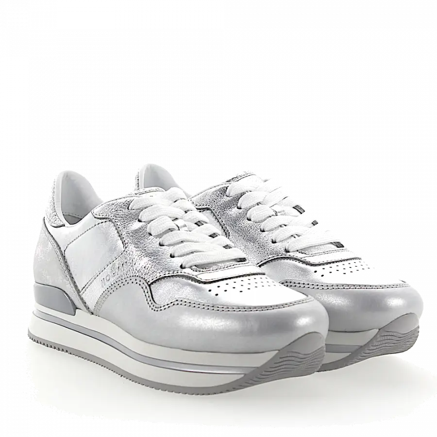 Hogan - Sneaker low Glattleder Kalbsleder Finished Logo Metallisch silber - grau