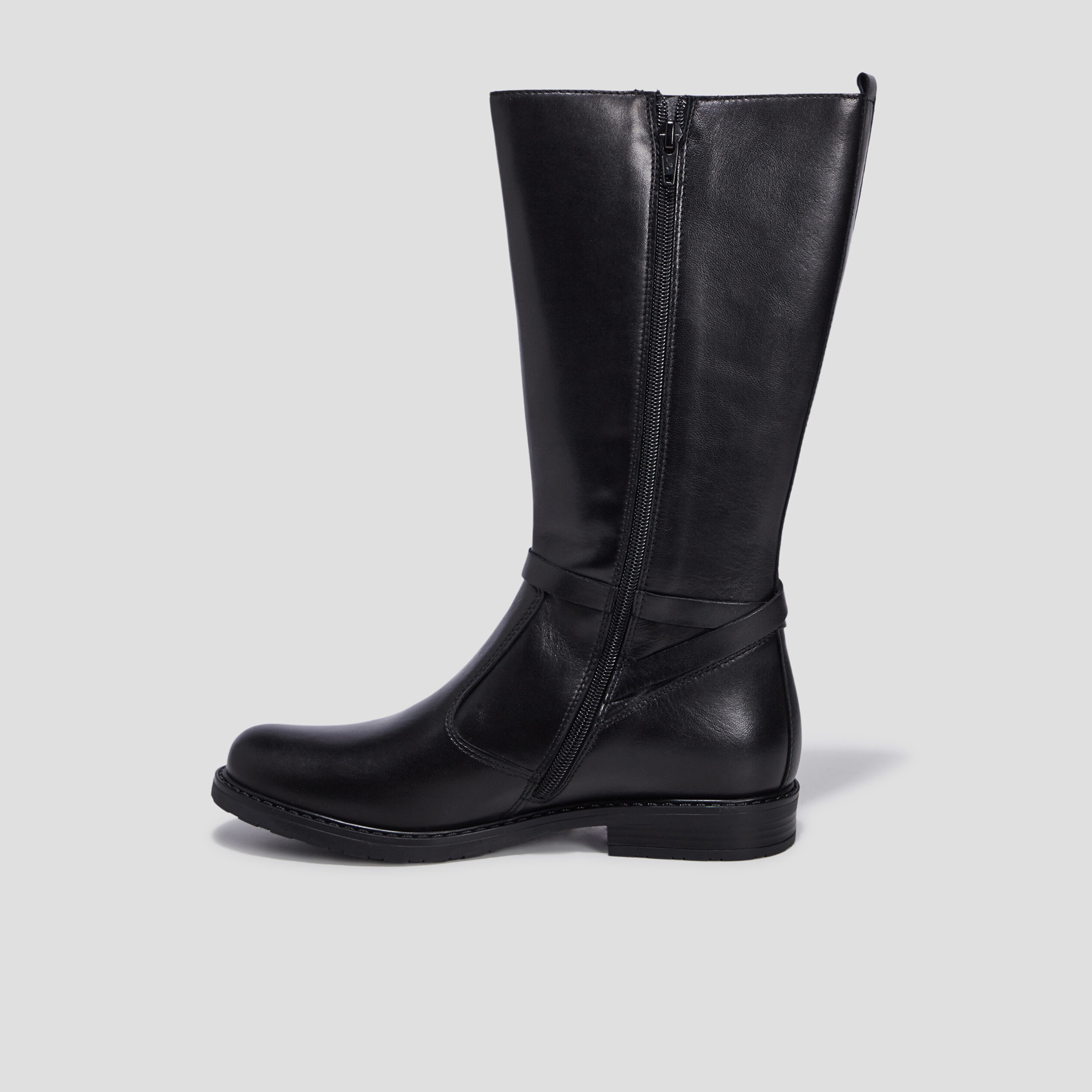 Bottes avec boucles en cuir noir fille | La Halle