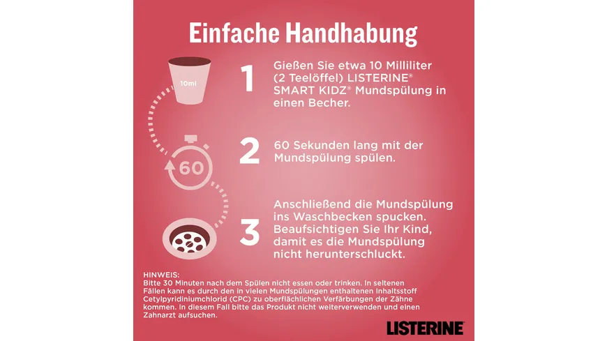 Listerine Mundspülung Kinder Smart Kidz Erdbeere 500 ml