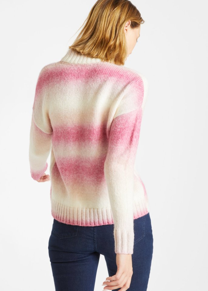 Stehkragen-Pullover mit Farbverlauf und Wollanteil