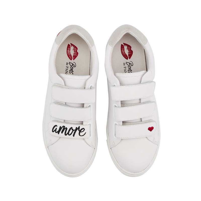 Baskets en cuir Edith amore blanc/noir