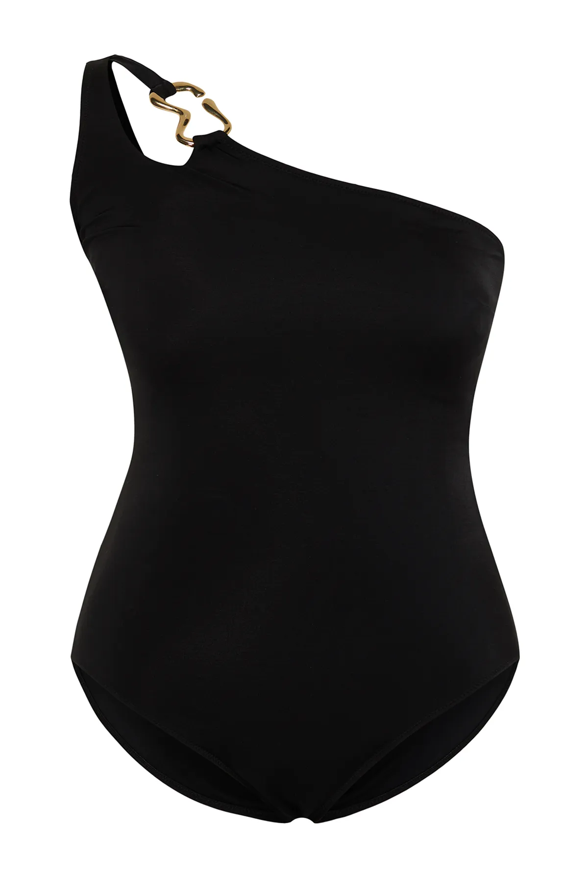 Trendyol Curve  Schwarzer Badeanzug mit einer Schulter TBBSS24AM00009