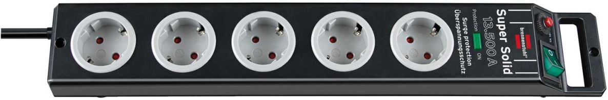 Brennenstuhl 1153380315 Super-Solid prenaponska zaštita 13500 A 5-polna crna 2,5 m H05VV-F 3G1,5
