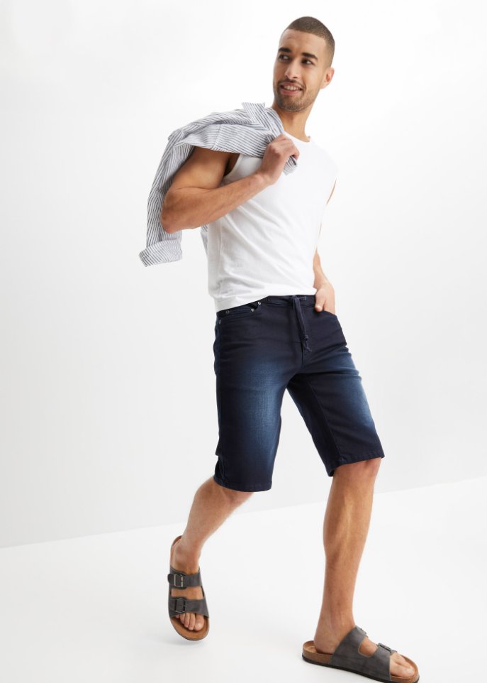 Sweat-Jeans-Bermuda mit Komfortschnitt, Regular Fit