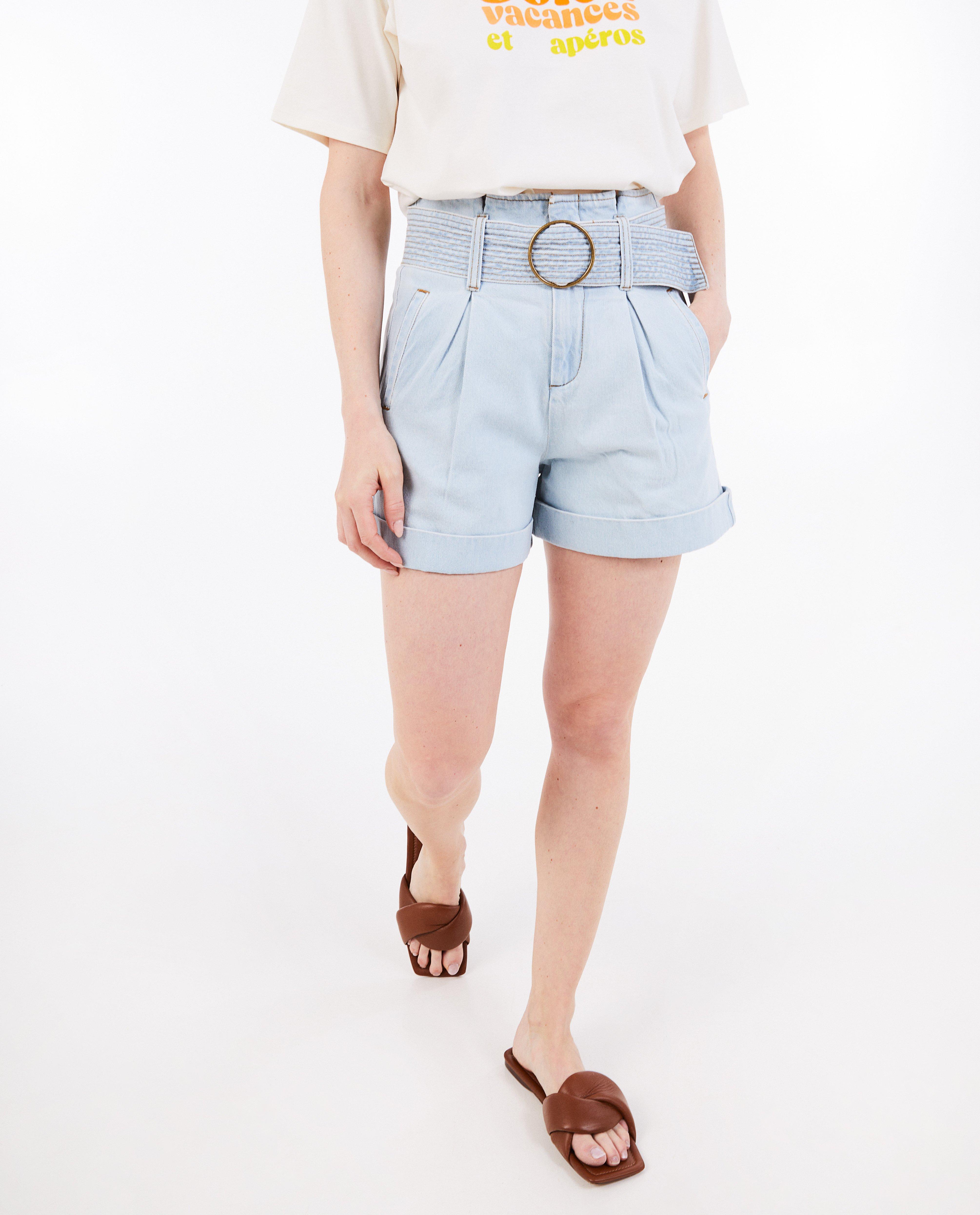 Pantaloni scurți din denim albastru deschis Sora, albastru deschis