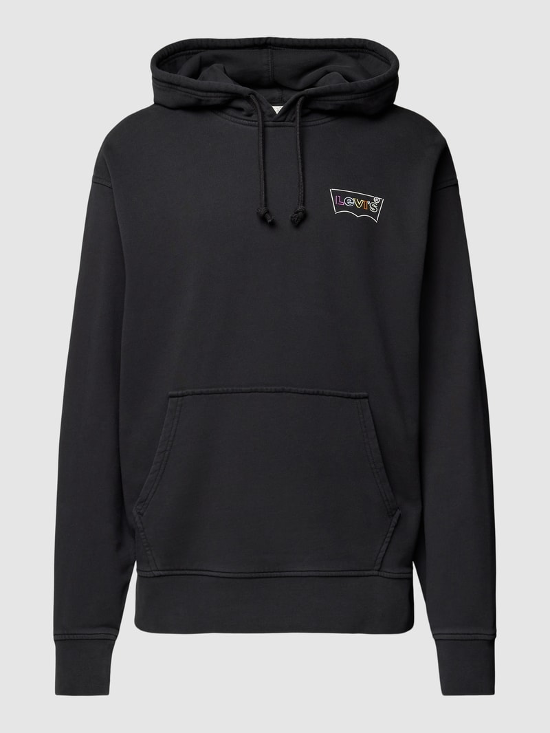 Hoodie mit Logo-Print in schwarz