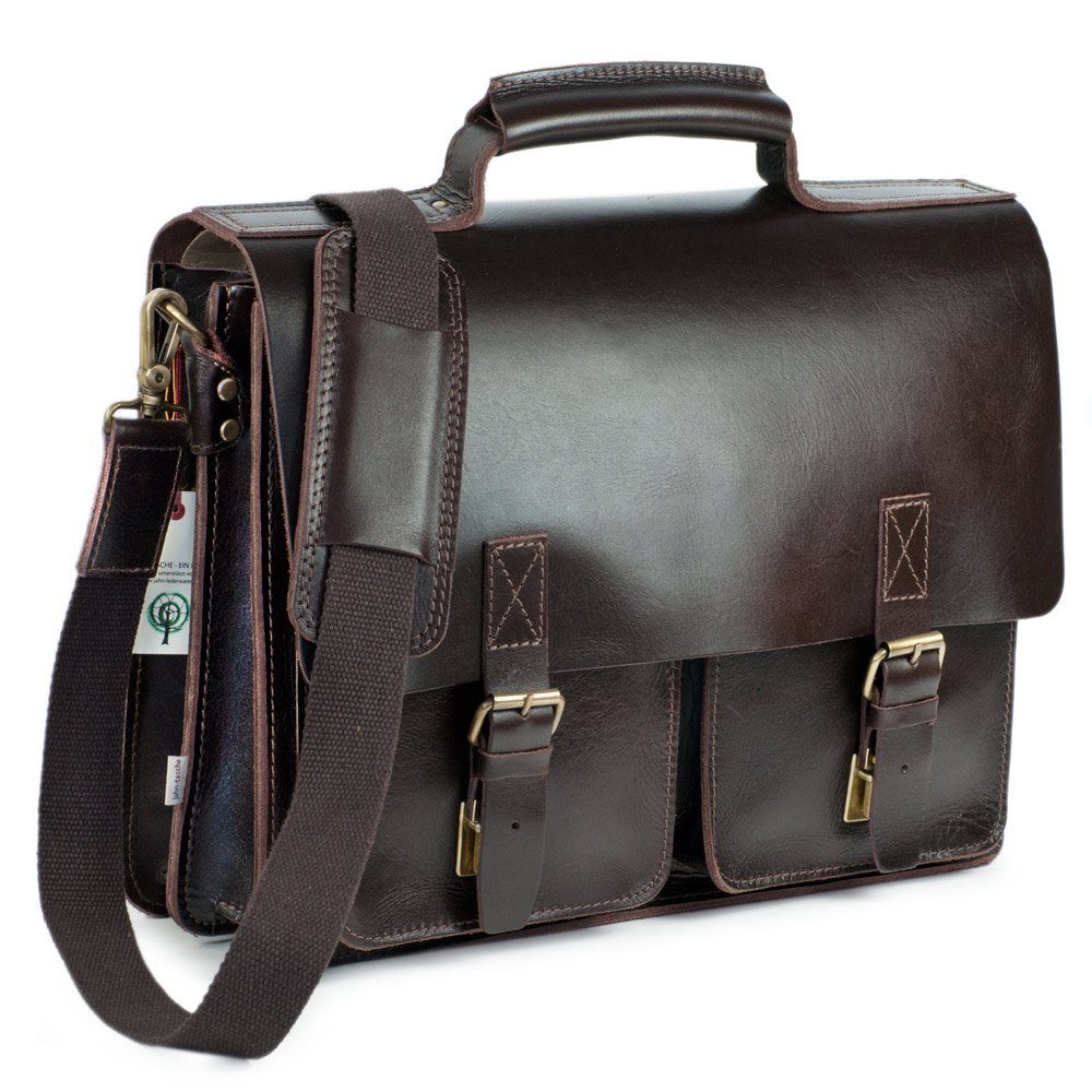 Jahn-Tasche Aktentasche Naturleder Lehrertasche, Anilin-Leder Braun Jahn-Tasche 420-anilin