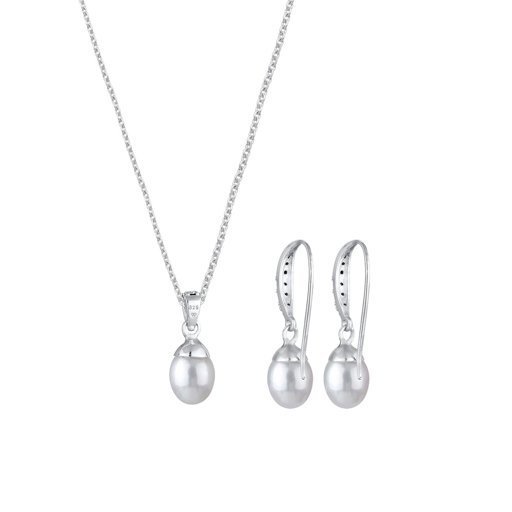 Elli Elli by Julie & Grace Ensemble de Bijoux Classique Perles d'eau Douce Cristaux En Bijoux