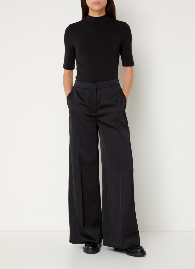 Calvin Klein high-waist wide-fit satin trousers with side pockets
