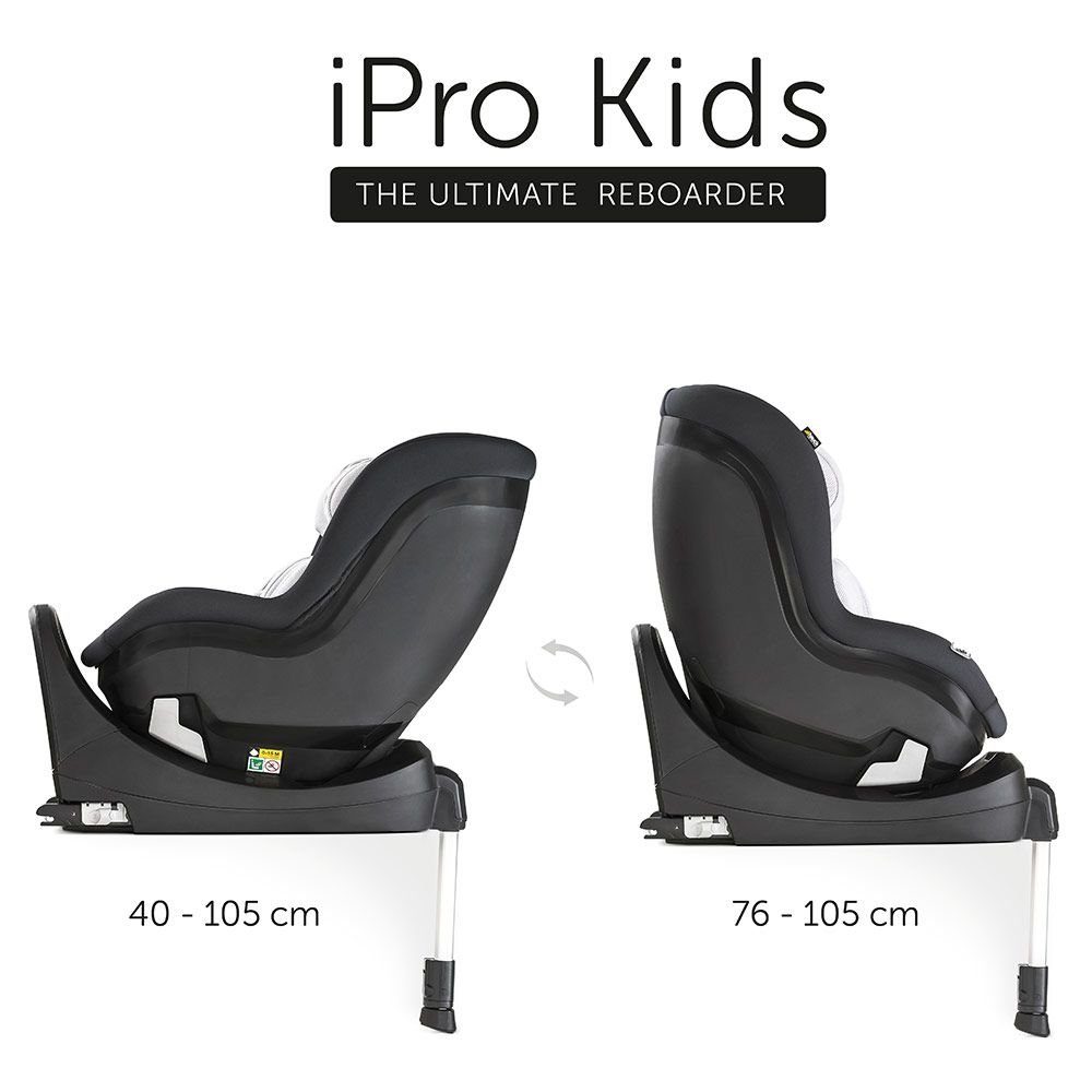 Hauck Autokindersitz iPro Kids - Caviar, bis: 18 kg, (2-tlg), Reboard Kindersitz inkl. Isofix Basis iPro Base - i-Size bis 4 Jahre (40 - 105 cm) inkl. Sitzverkleinerer