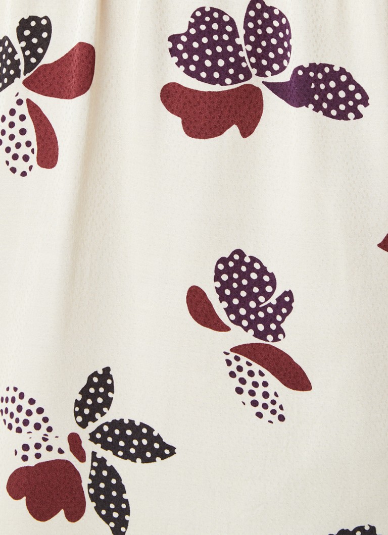 ba&sh Diky satin tunic with floral print and smocking