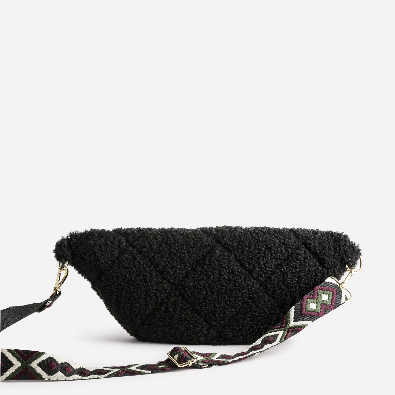 Sac banane TEXTO noir en tissu Sherpa