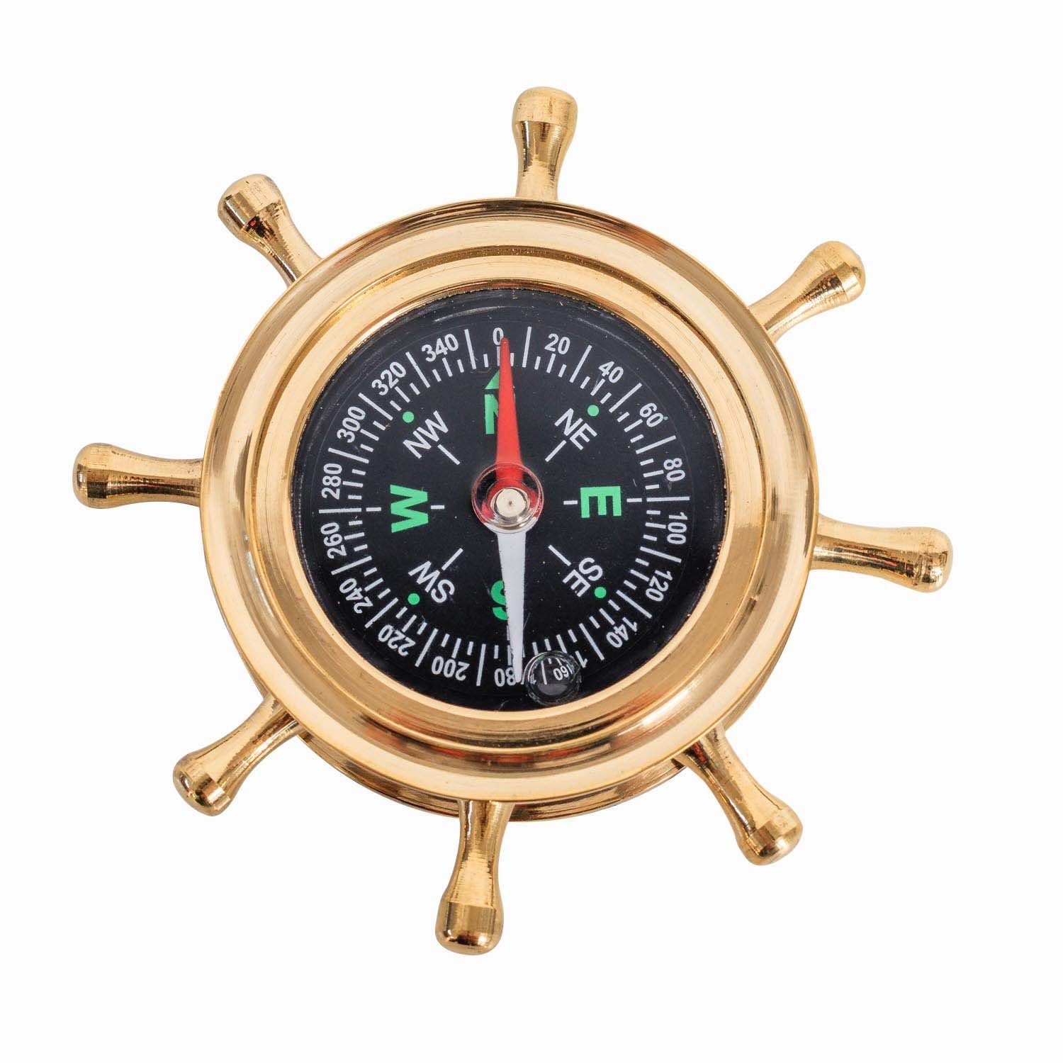 Aubaho Kompass Kompass Steuerrad Maritim Dekoration Navigation Messing Antik-Stil