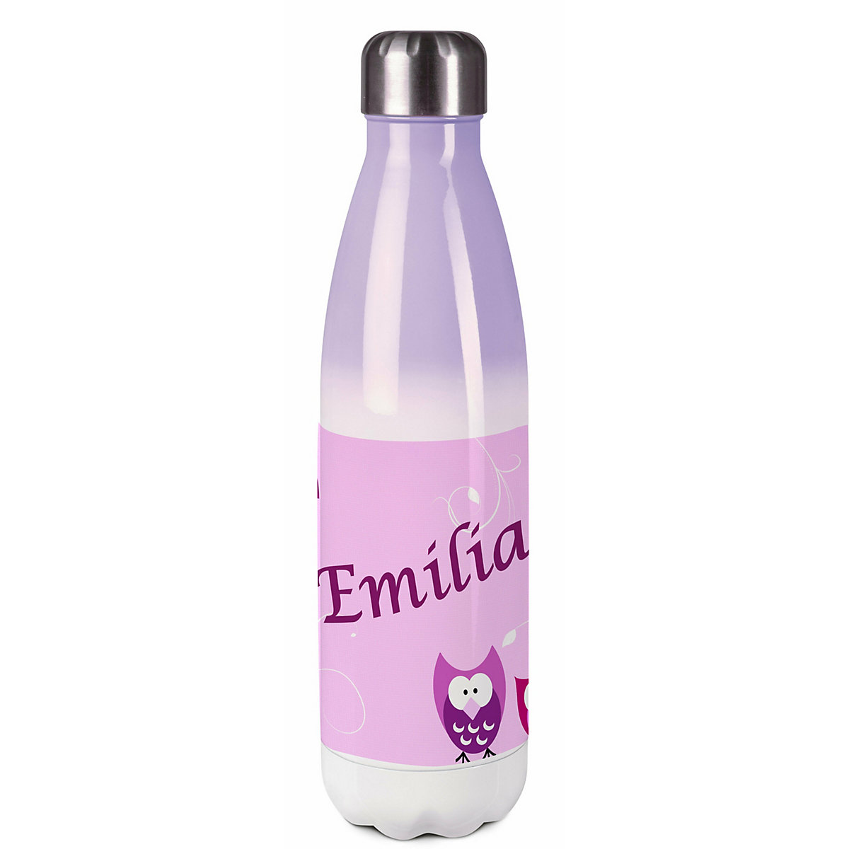 Edelstahl Kinder Thermoflasche / Trinkflasche bunt Eule Farbe rosa Spülmaschinenfest, Auslaufsicher, Bruchfest, Doppelwandig, Für Heißgetränke geeignet, Mit Deckel, Isoliert