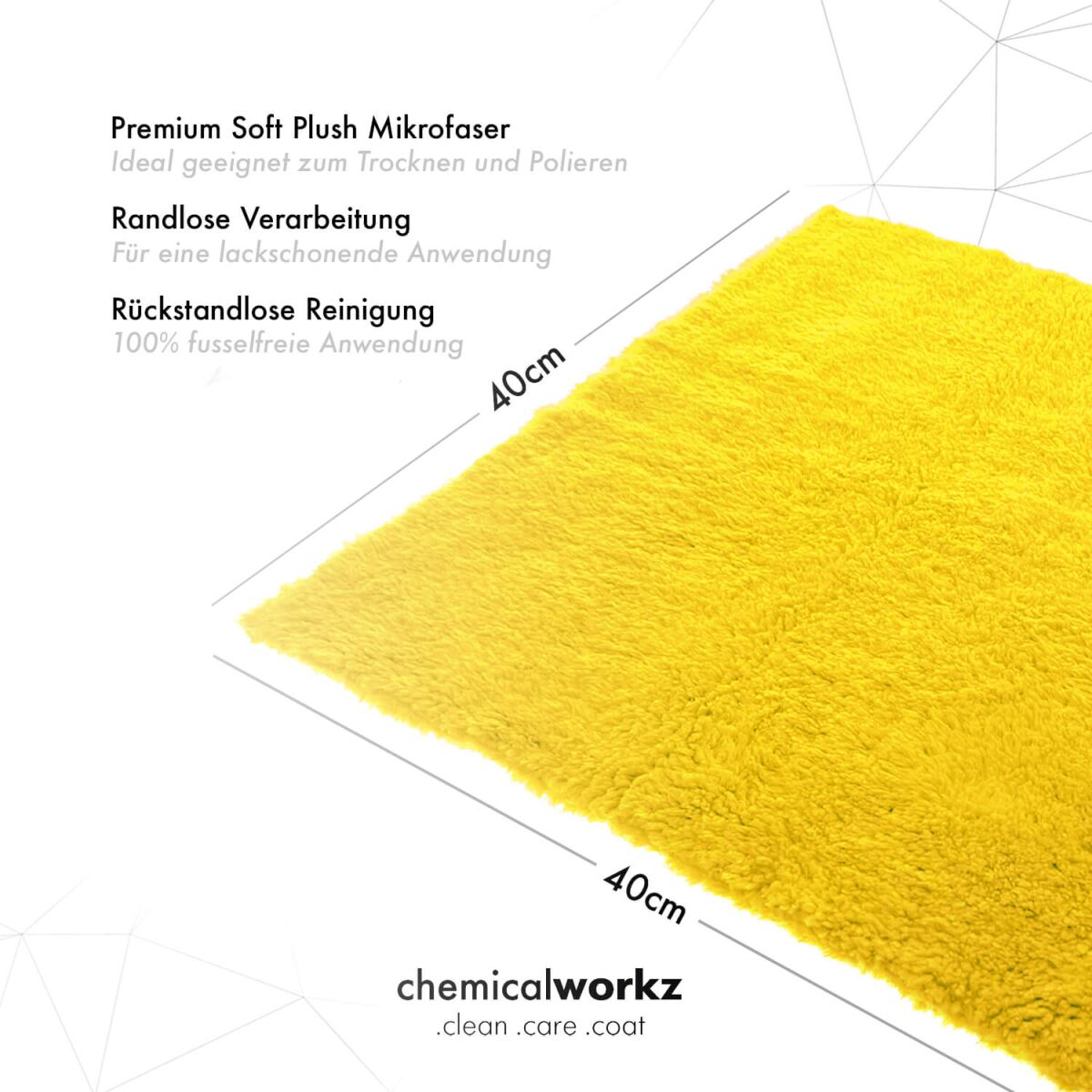 chemicalworkz Edgeless Soft Touch Towel 500GSM Gelb Poliertuch 40×40cm