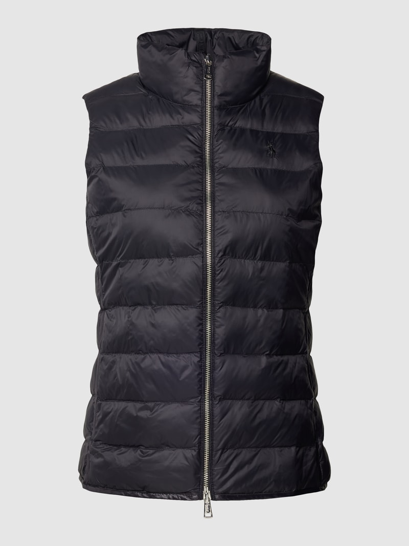 Steppweste mit Label-Stitching in schwarz