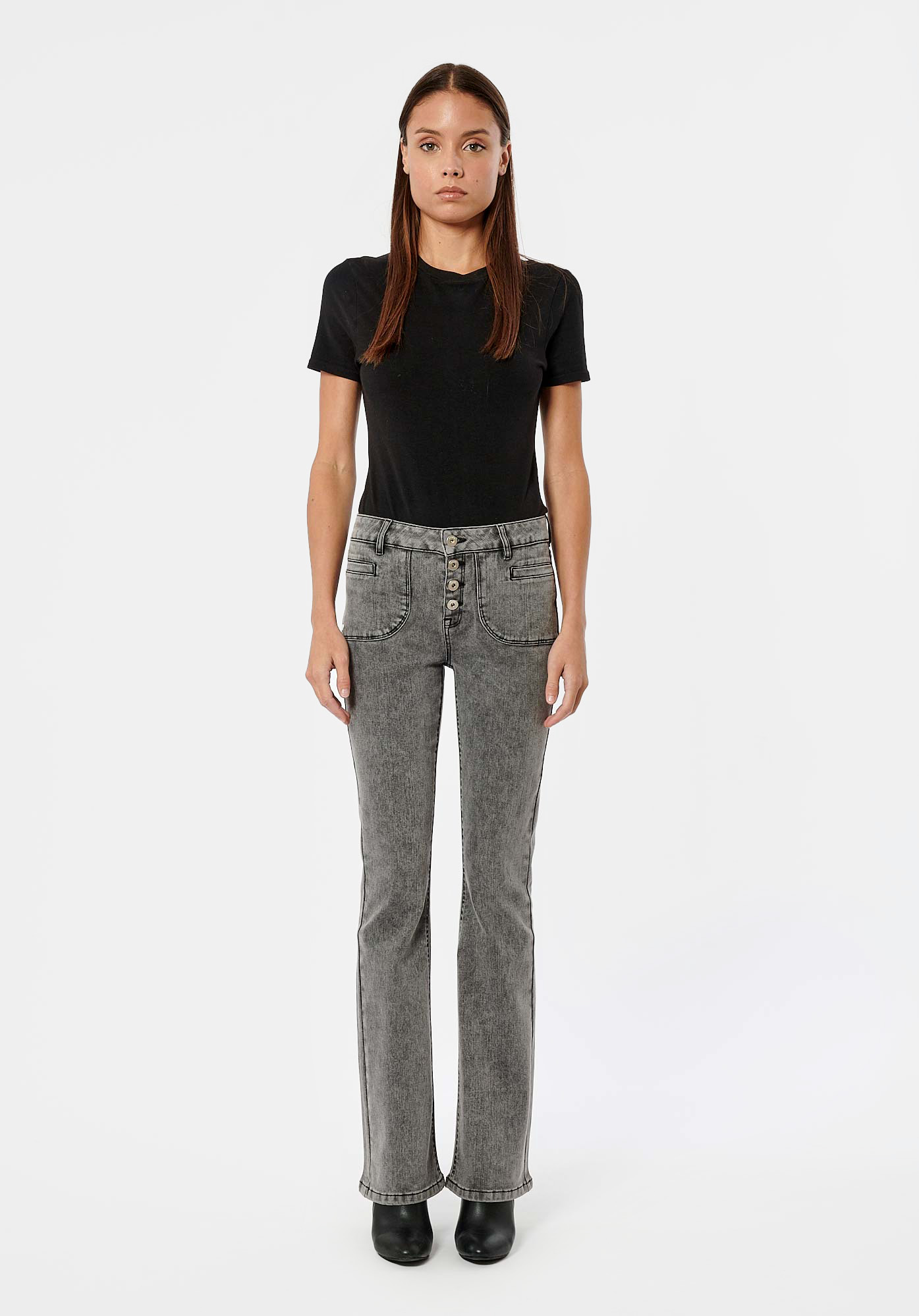 LUCKY  Jean bootcut gris Femme