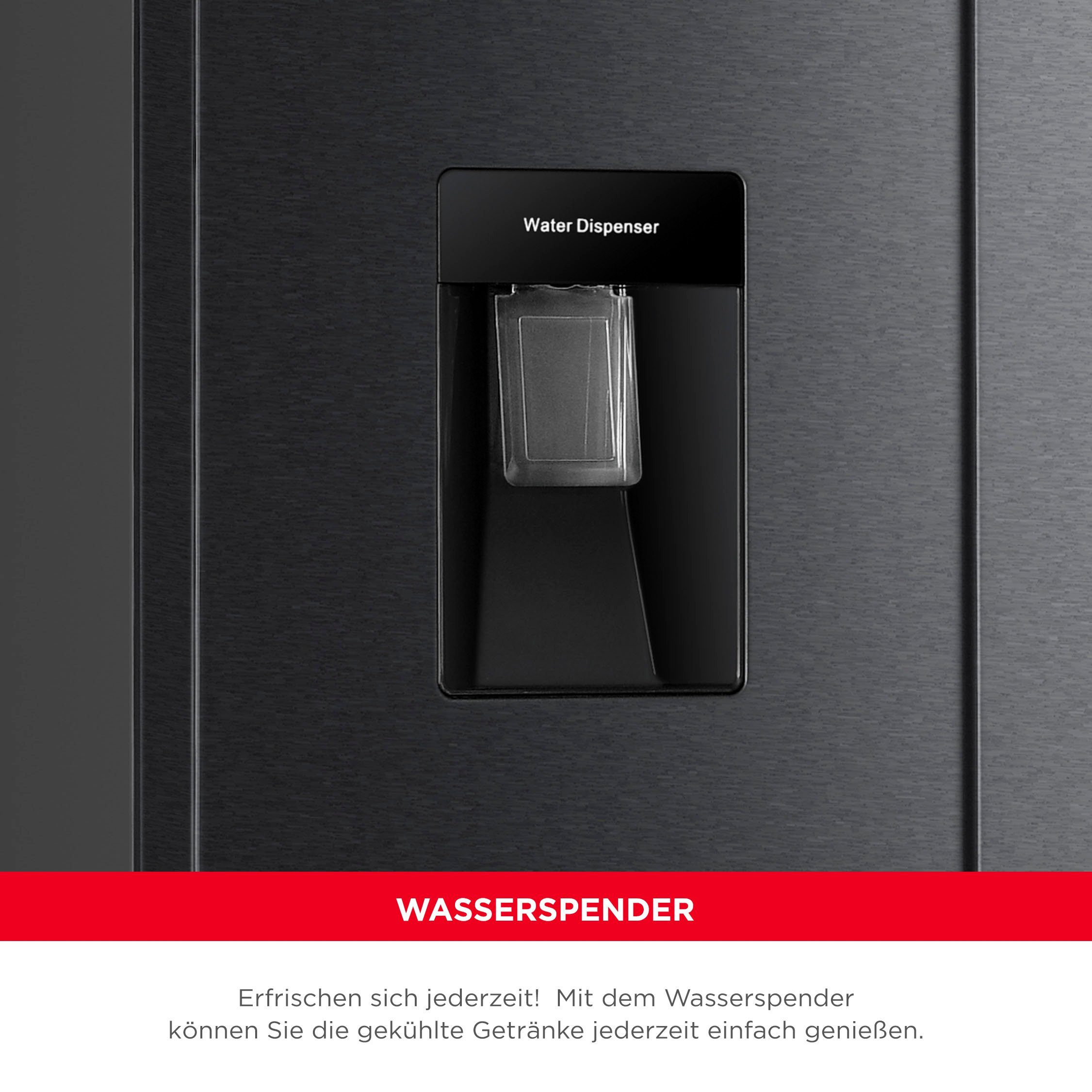 Hanseatic Multi Door HCDB18080DWDBI, 180 cm hoch, 79 cm breit, NoFrost, Wasserspender, Display, Türalarm