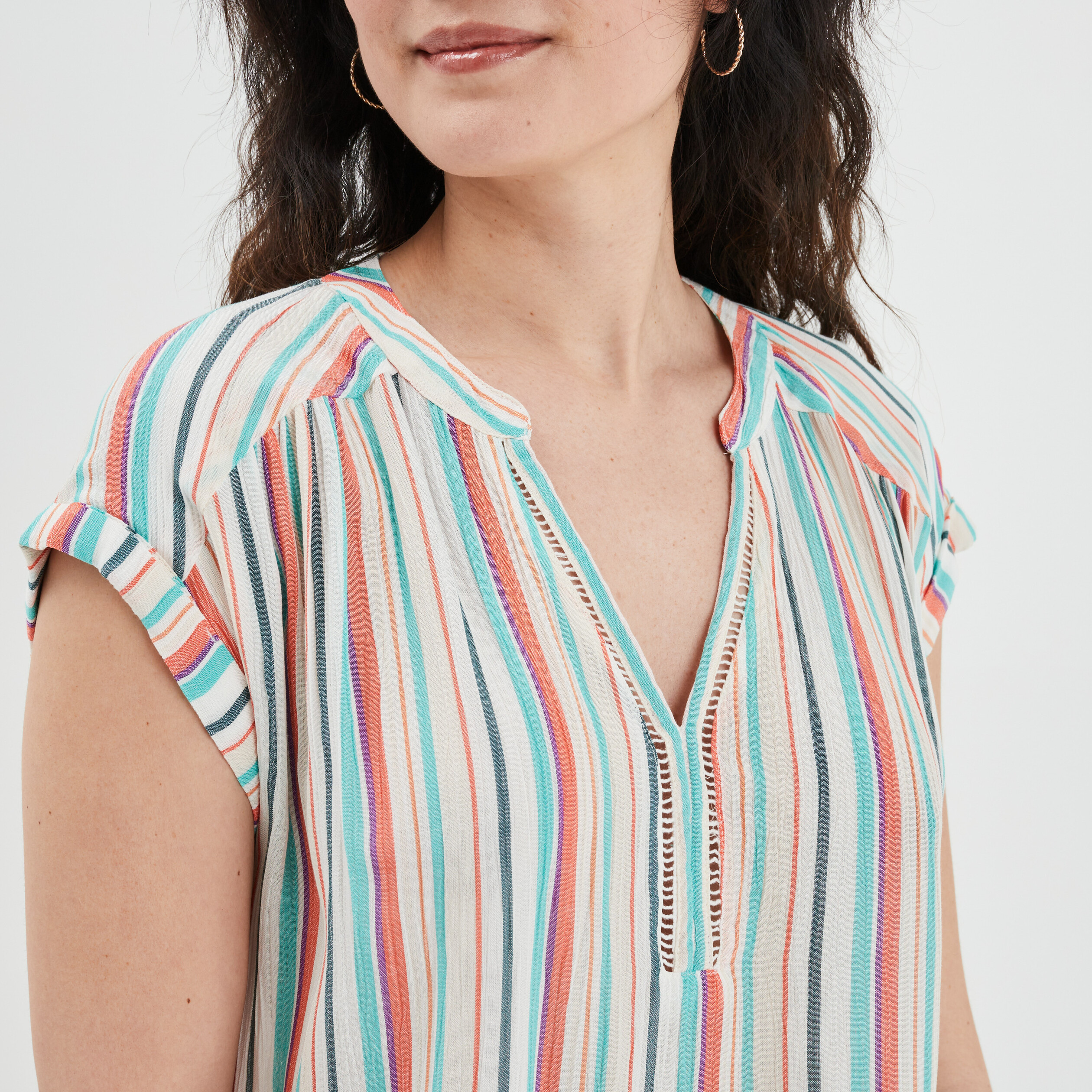 Blouse manches courtes ecru femme | La Halle