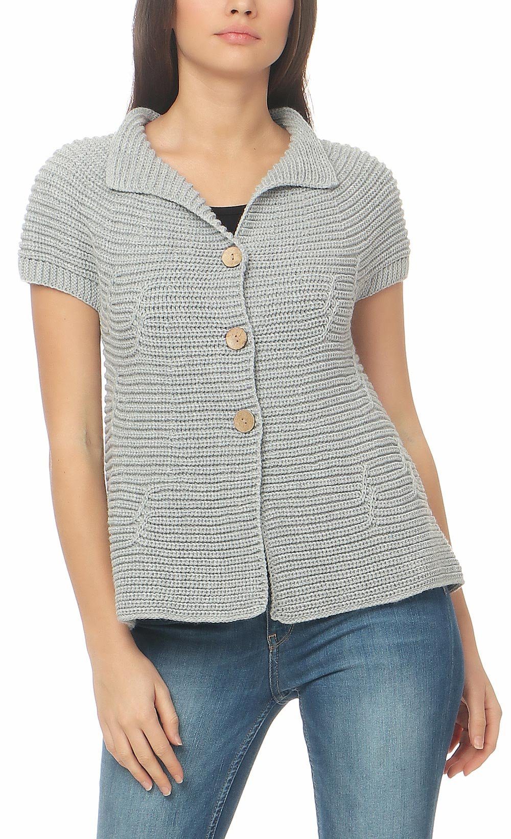 malito more than fashion Strickweste 5060 kurzarm Strickjacke mit Knöpfen Einheitsgröße