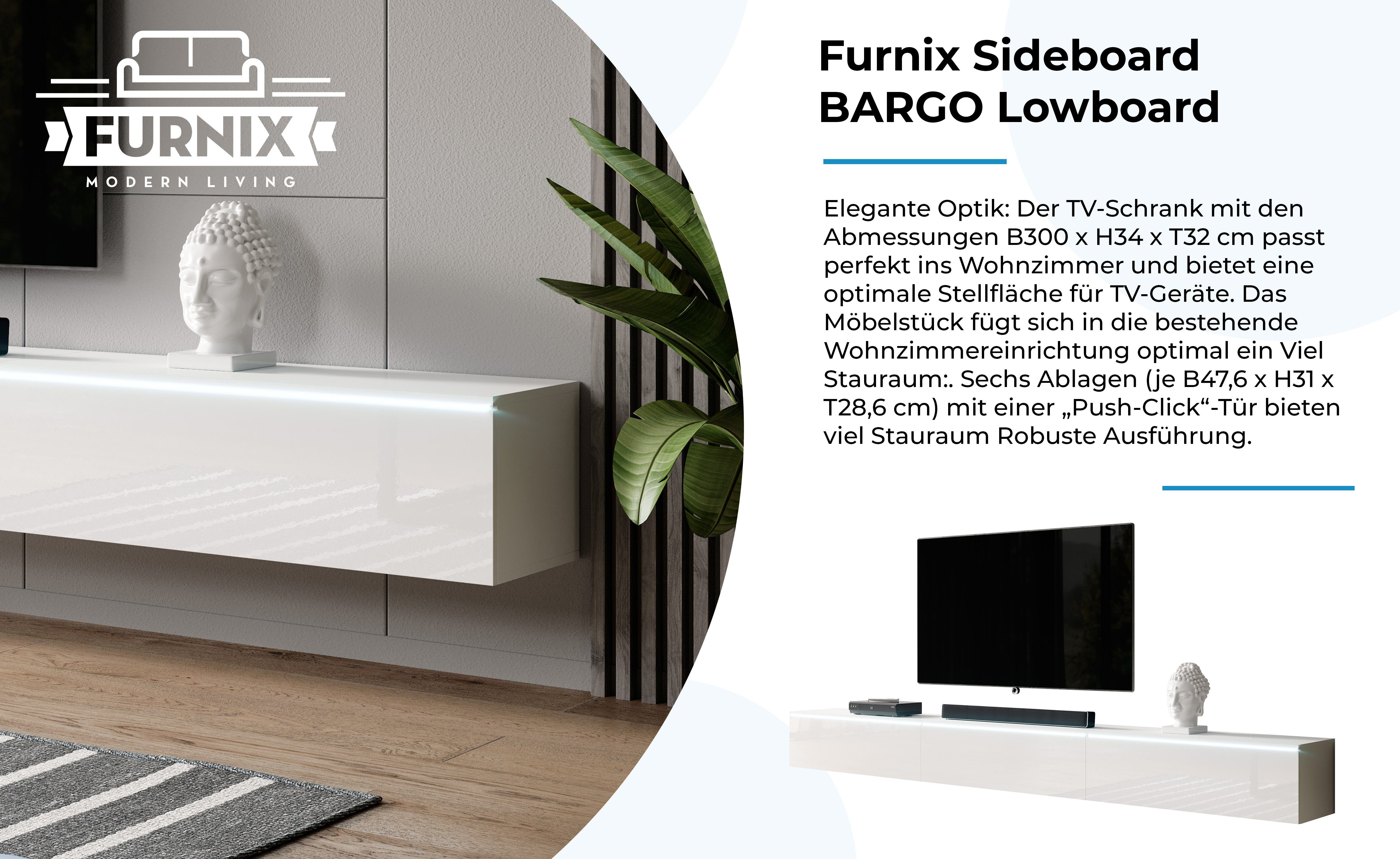 Furnix Sideboard BARGO Lowboard hängend TV-Board B300 x H34 x T32 cm, geräumig mit 6 Fächern