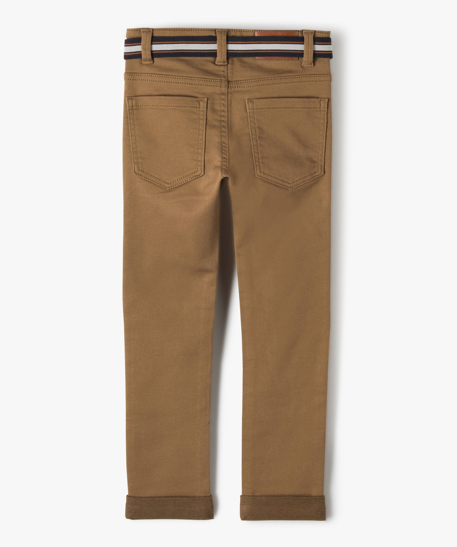 Pantalon Garçon en toile extensible avec ceinture - LuluCas... marron | GEMO