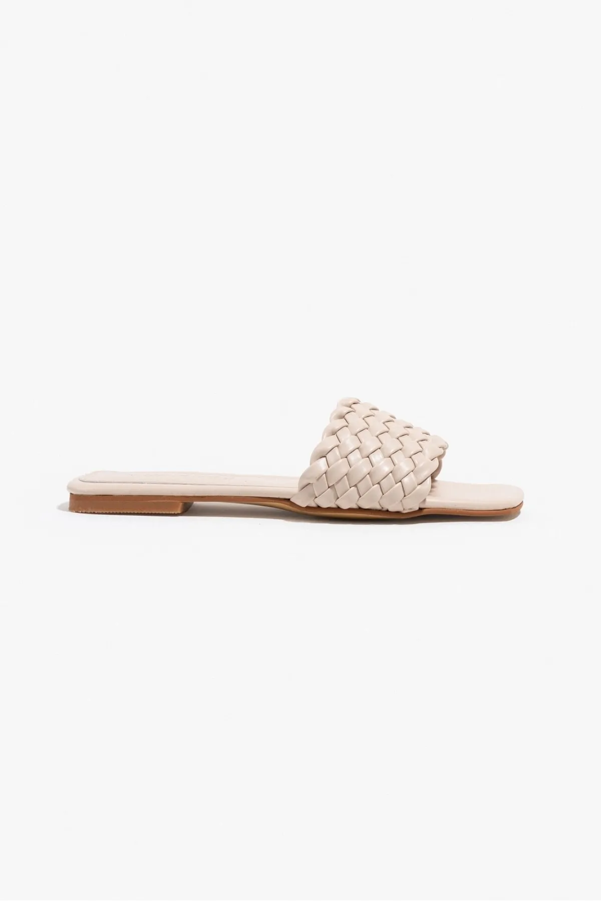 NİŞANTAŞI SHOES  Jeffery Beige Matte Single Strip Damenhausschuhe mit flacher Sohle