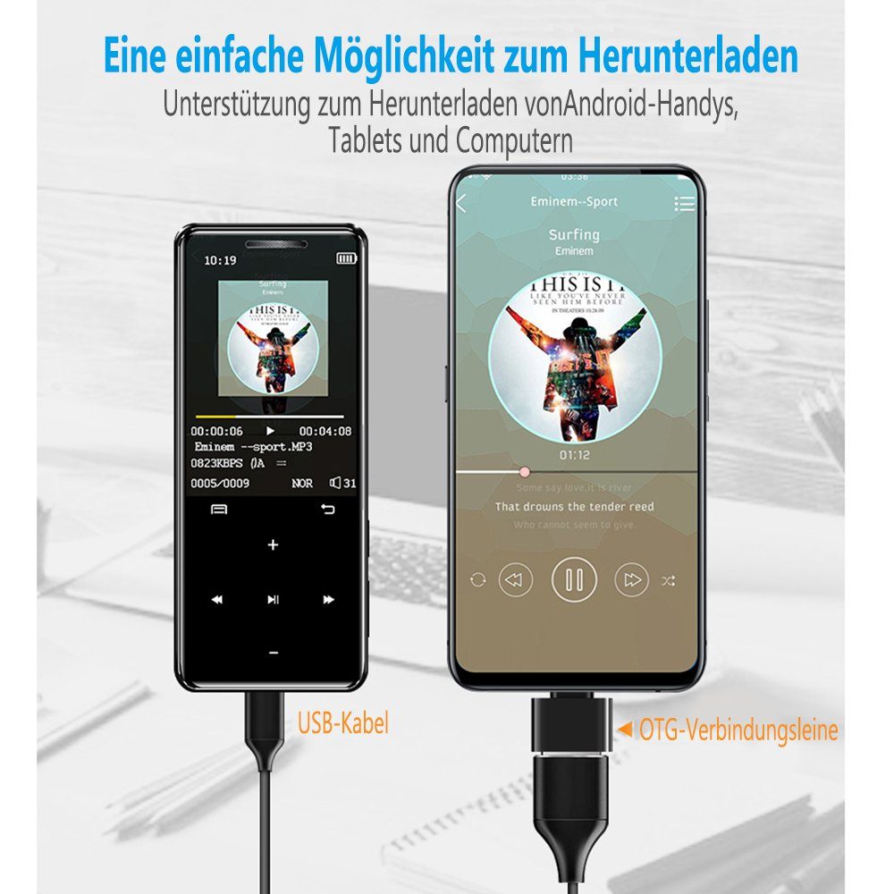 GelldG MP3 Player 1,8″ Touchscreen Tragbarer MP3 Player 16 GB MP3-Player