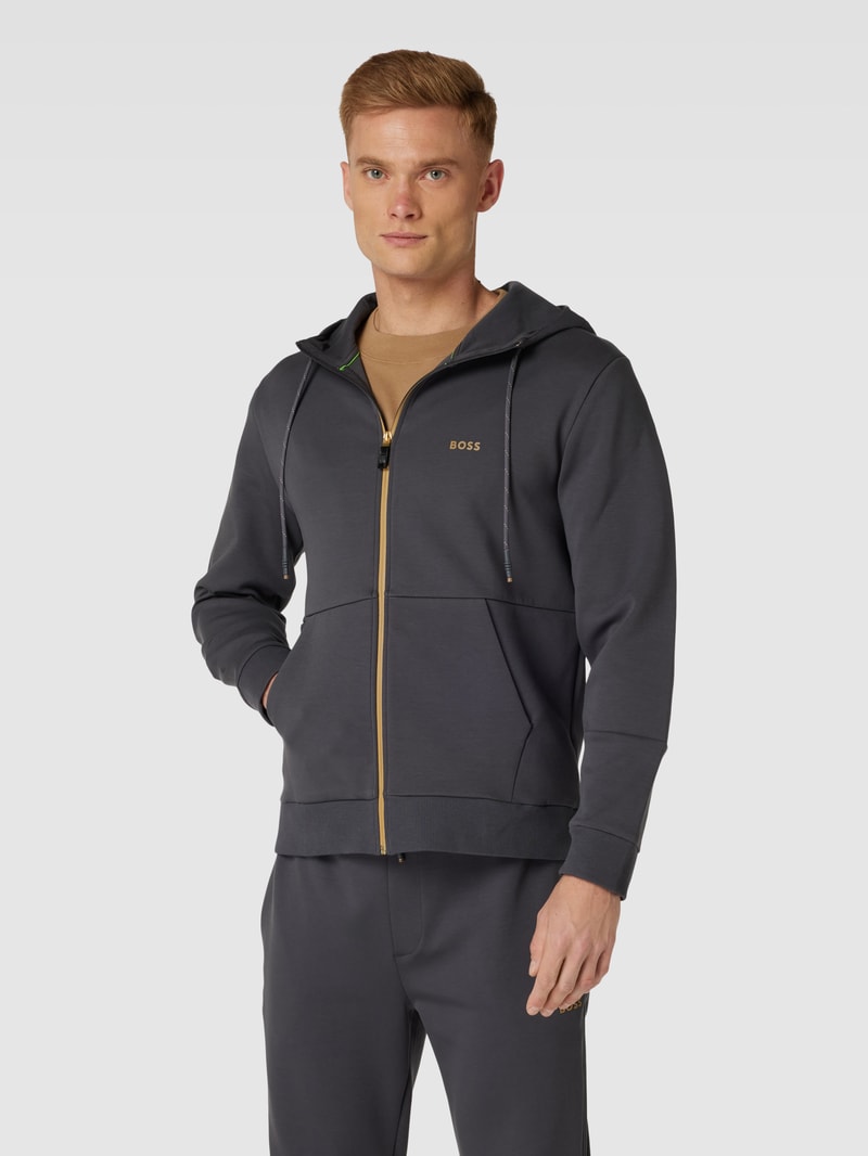 Sweatjacke mit Kapuze Modell 'Saggy' in graphit