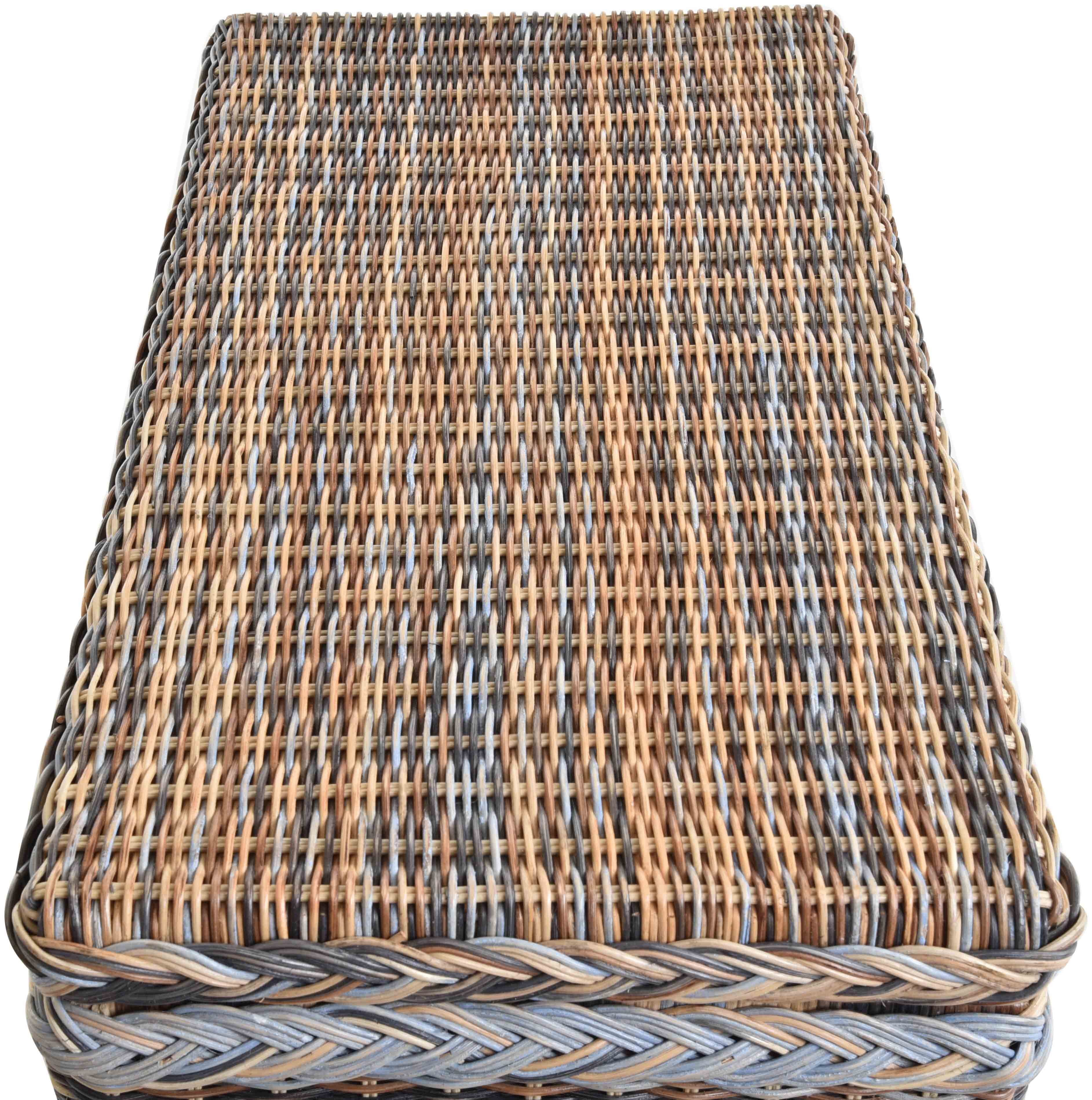 Krines Home Wäschesortierer Rattan Wäschekorb 3 Fächer Wäschesammler Wäschesortierer Unterteilung, mit Deckel und drei Unterteilungen