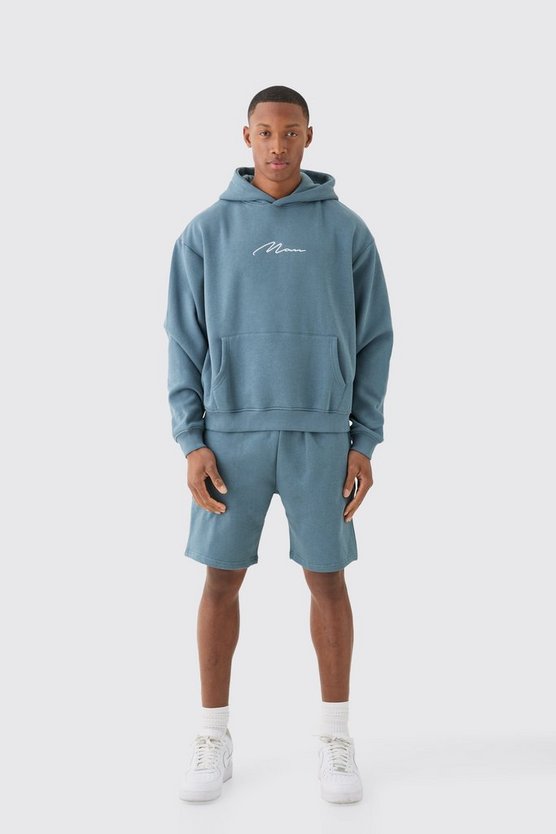 Kastiger lockerer Oversize Man Signature Trainingsanzug