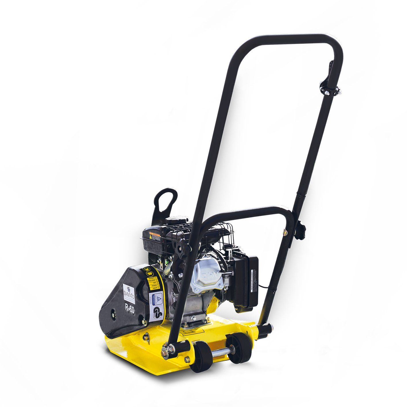 BAMATO Rüttelplatte R-60, max. 5140 vpm, 2-tlg., inklusive Gummimatte und Fahrwerk