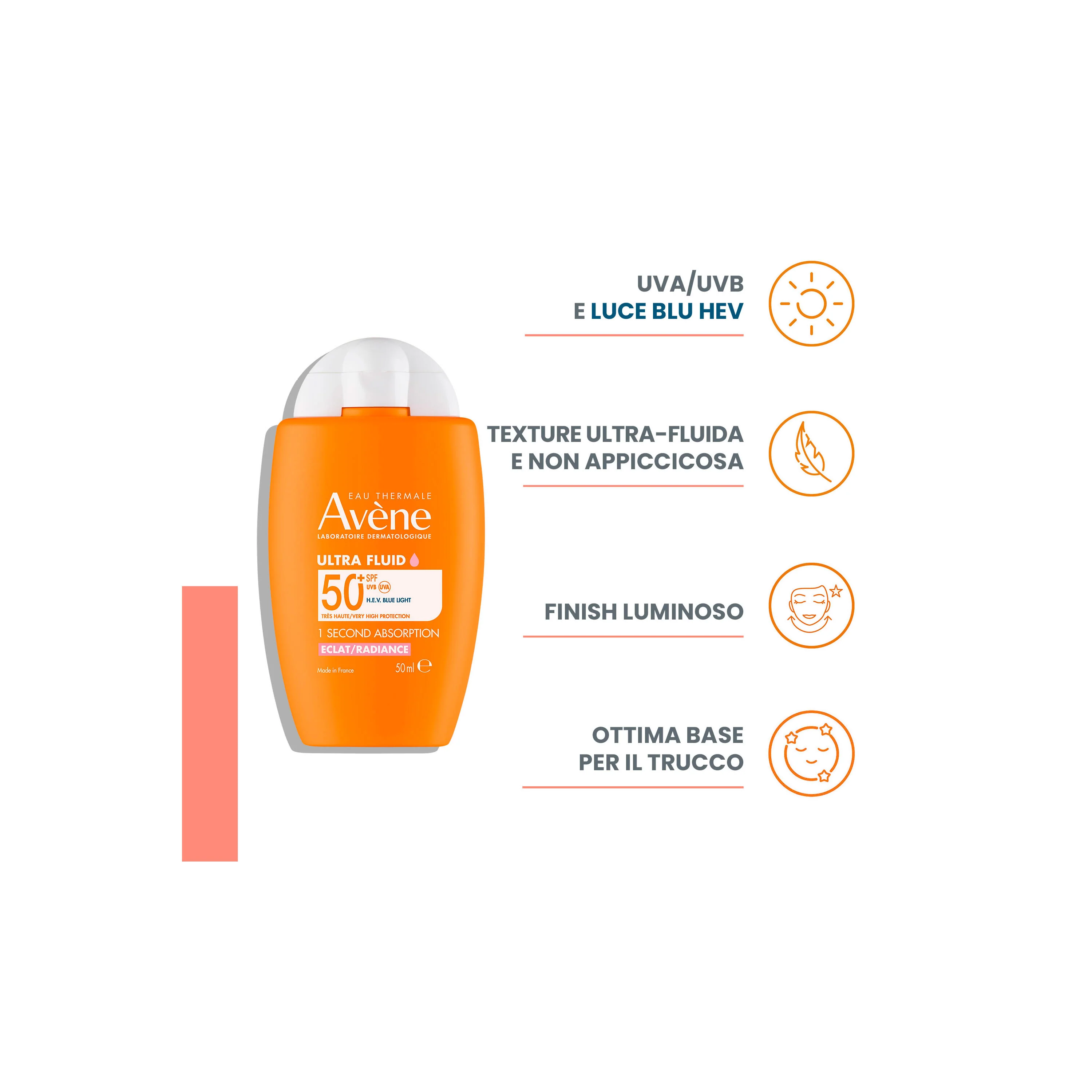 Suncare Ultra Fluid Luminosity SPF50+ - Αντηλιακό προσώπου υψηλής προστασίας.